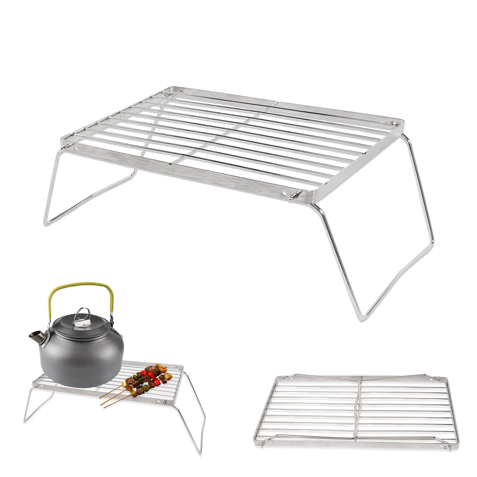 Griglia pieghevole da campeggio, 30 x 16 cm, per barbecue portatile, per campeggio, campeggio, campeggio, escursionismo, picnic, pesca
