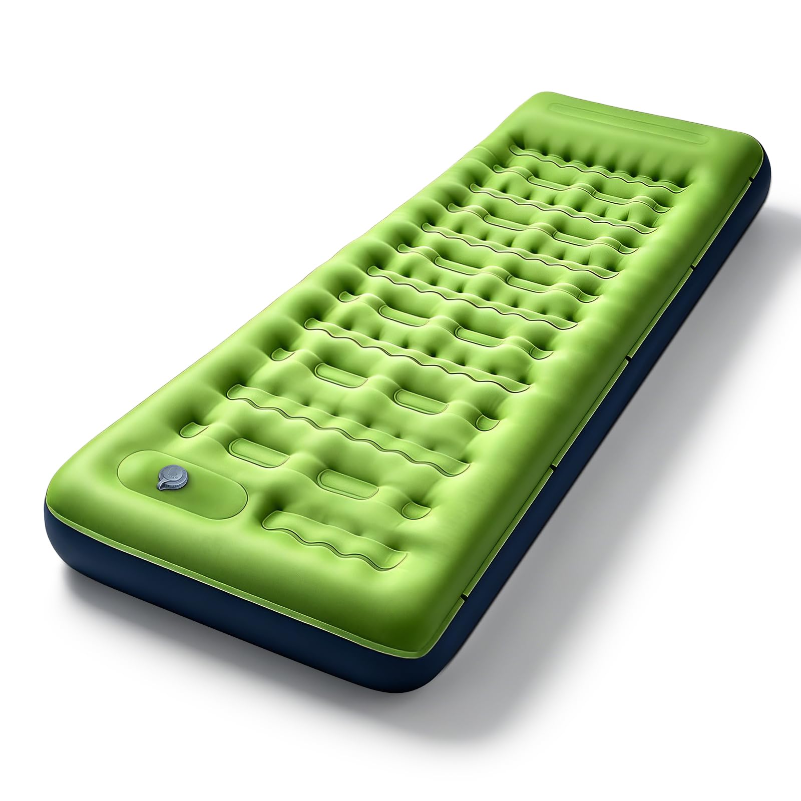 Matelas autogonflant 1 personne de Camping, 12CM Portable Tapis de Autogonflant Ultra Léger, avec Pompe à Pied et Oreiller Intégrés, Anti-Fuite, Adapté à la Randonnée, au Camping et à la Plage