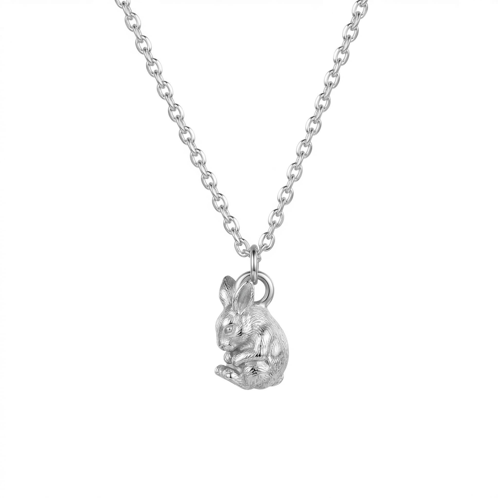Hase Kette Silber Anhänger Charm Hase Geschenk Damen nickelfrei Echtschmuck Handarbeit handmade Schmuck amazon Hase Kinderschmuck Silber Geschenk Kommunion Kinderschmuck silber gerollt