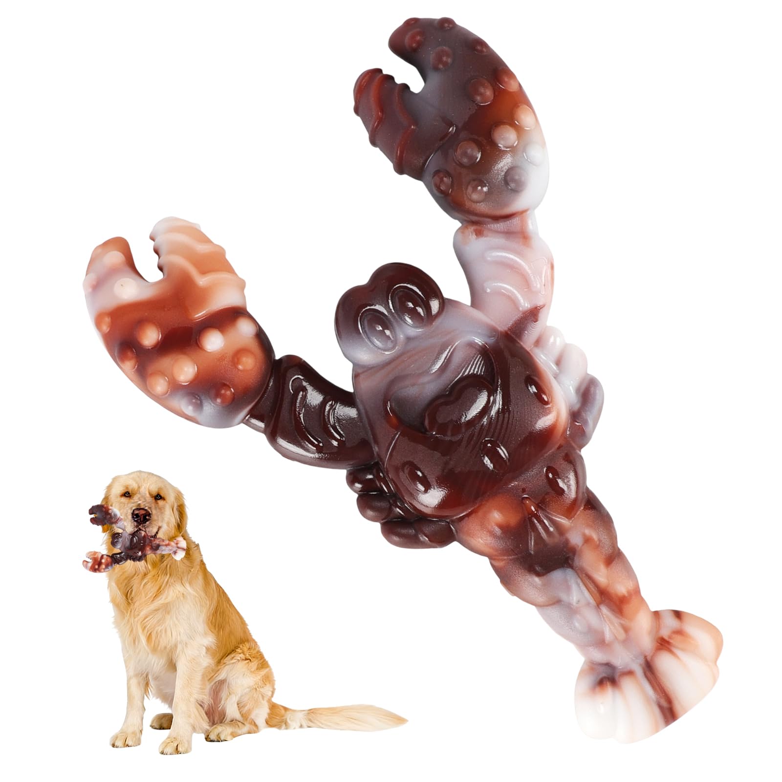 Belligern Indestructible Dog Toys for Aggressive Chewers, Beef Flavor Unbreakable Dog Toys for Teeth Cleaning and Boredom Relief (Lobster)