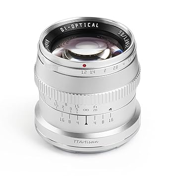 TTArtisan 50mm F1.2 APS-C Manual Focus Silver Lens for Canon EOS-M Mount Cameras Like M1 M2 M3 M5 M6 M6II M10 M100 M50