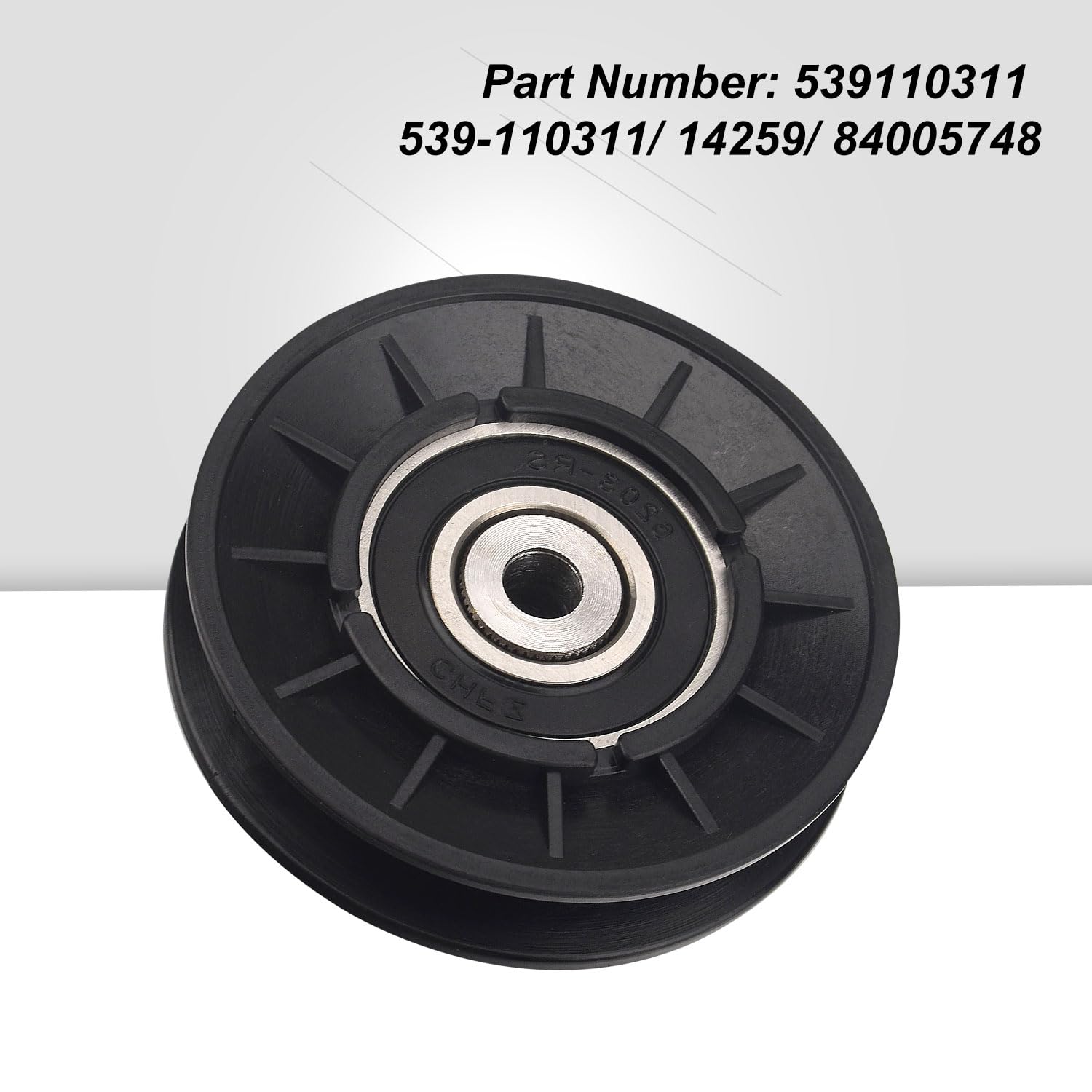 Karbay 539110311 - Polea tensora de repuesto para tractor de césped compatible con Husqvarna Craftsman Poulan cortacésped de giro cero 14259 84005748-3/8 pulgadas ID y 3-1/2 pulgadas OD (paquete de 2)