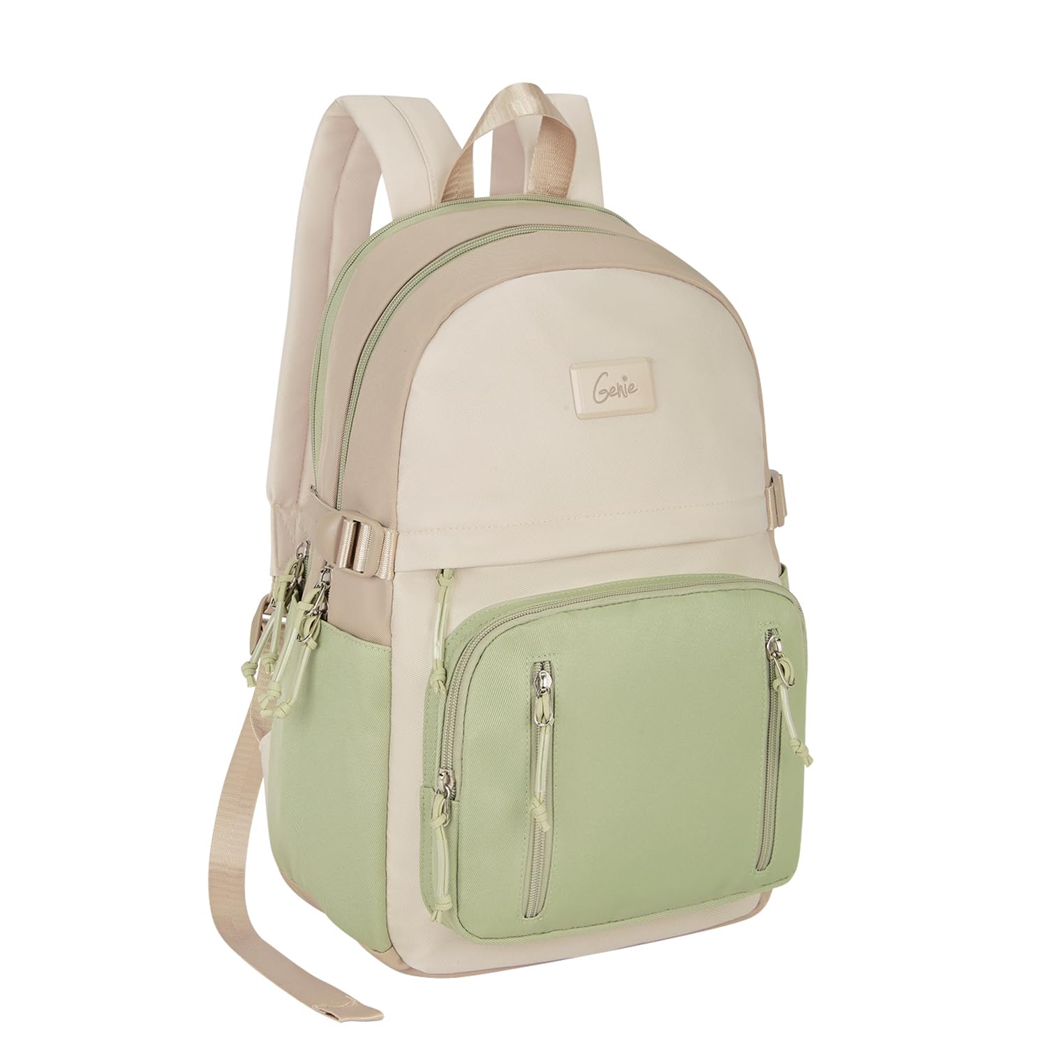 Lit Casual Backpack For Girls|17 Inch-18 Litres With laptop Compartment, Back pocket, Side Pockets with Padded Shoulders|Best for Laptop, Books, Water Bottles, Stationery & all Essentials-Olive-image-3