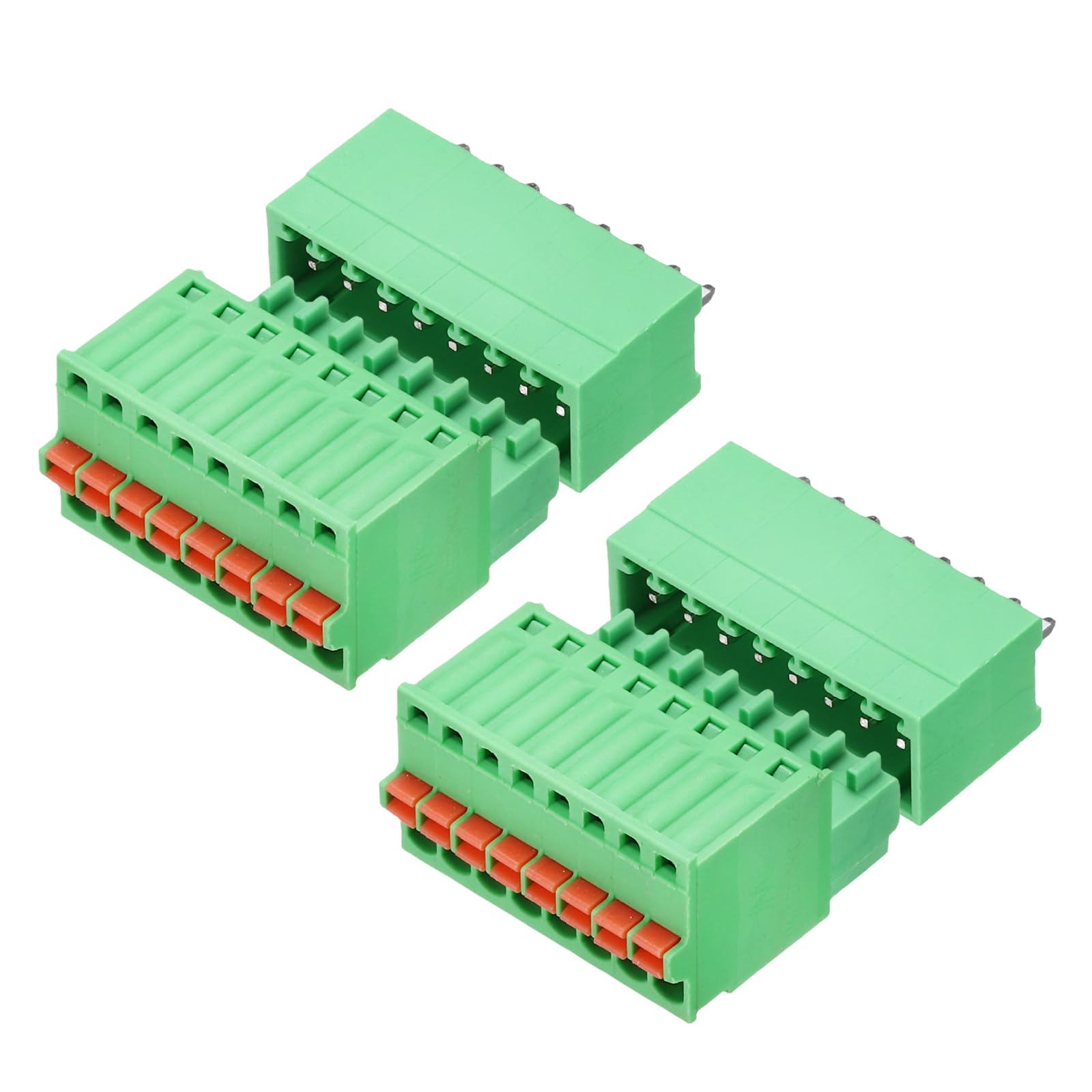 sourcing map 2set 2.5mm/0.1" Pitch PCB Terminal Block Connector 8 Pin Straight Pin Male Female Pluggable Quick PCB Wiring Terminals for 27-20AWG Cable Mechanical Equipment, Green