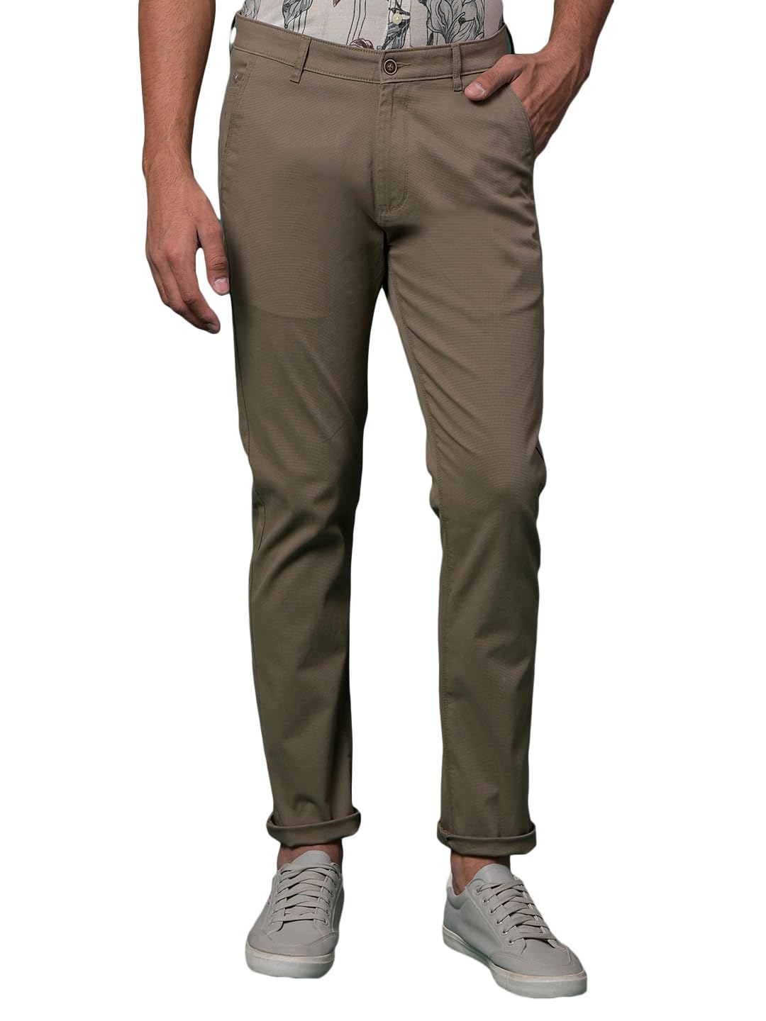Men's Khaki Printed Trousers-image-43