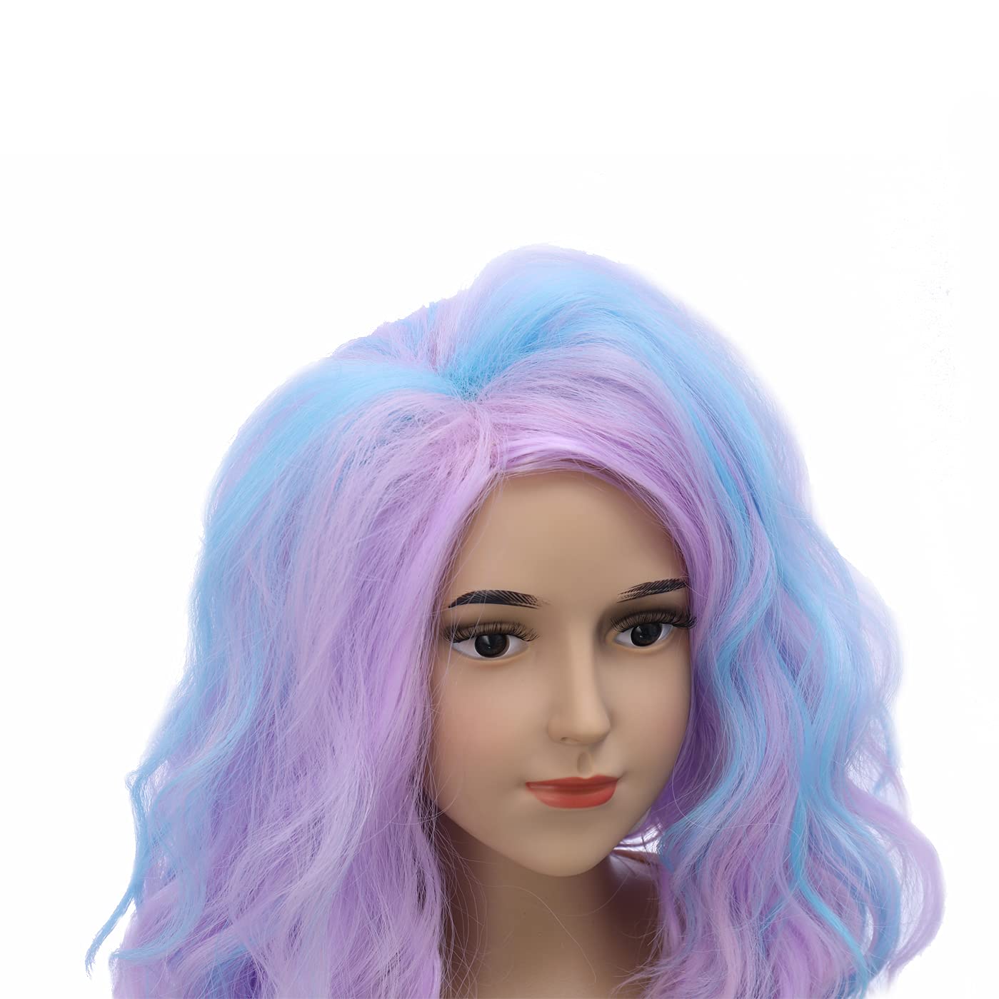 DUDUWIG Colorful Wig for Girls 20 Inch Long Multi Color Fluffy Cosplay Wig Halloween Costume Pink Purple Blue Wig for Women and Girls (Adult/Child)