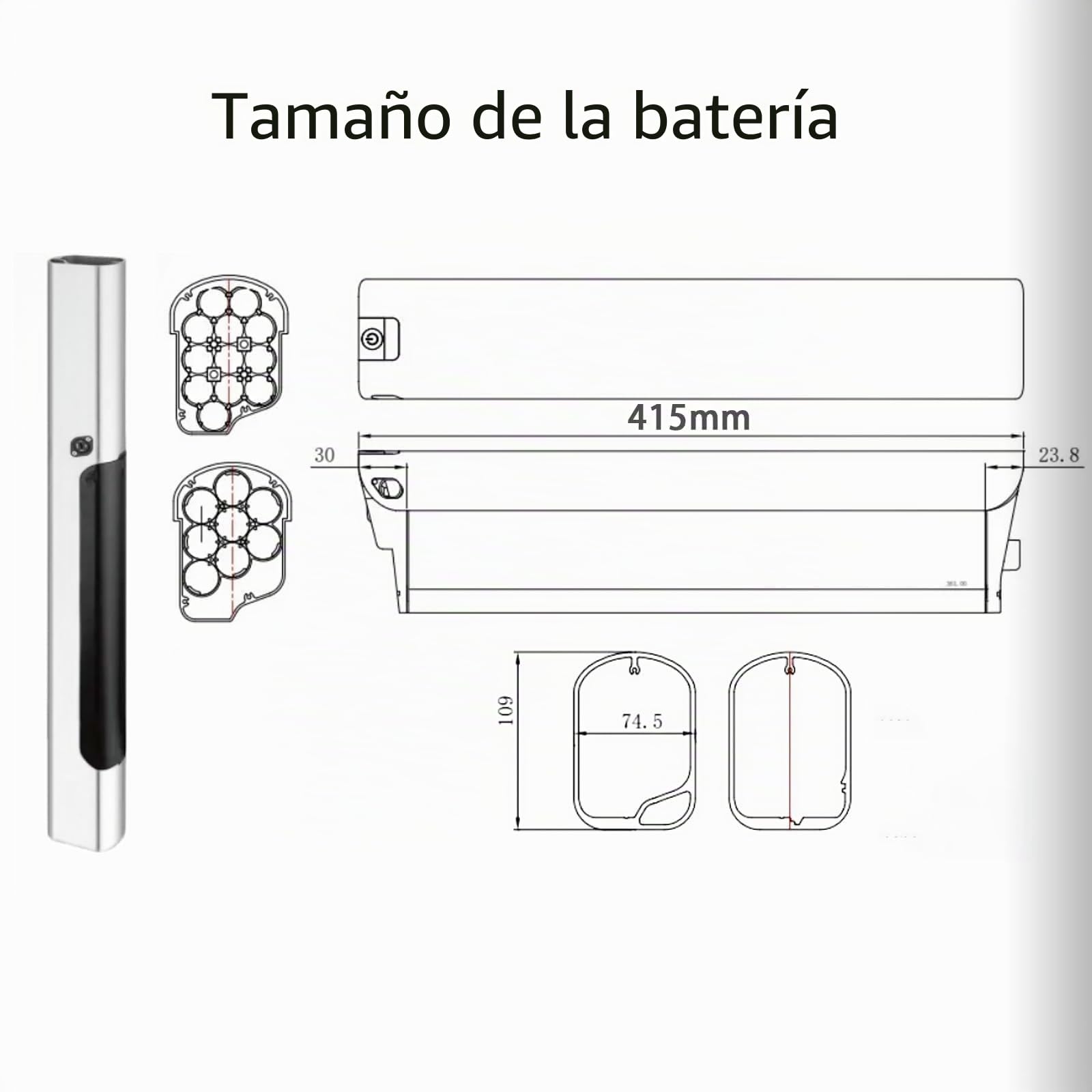Ebike Batería 36V 15.6Ah para ESKUTE-Bike Polluno Bicicleta City Bike Reemplazo Battery Baterías de Litio extraíbles con BMS y Cargador para 200W 350W 500W