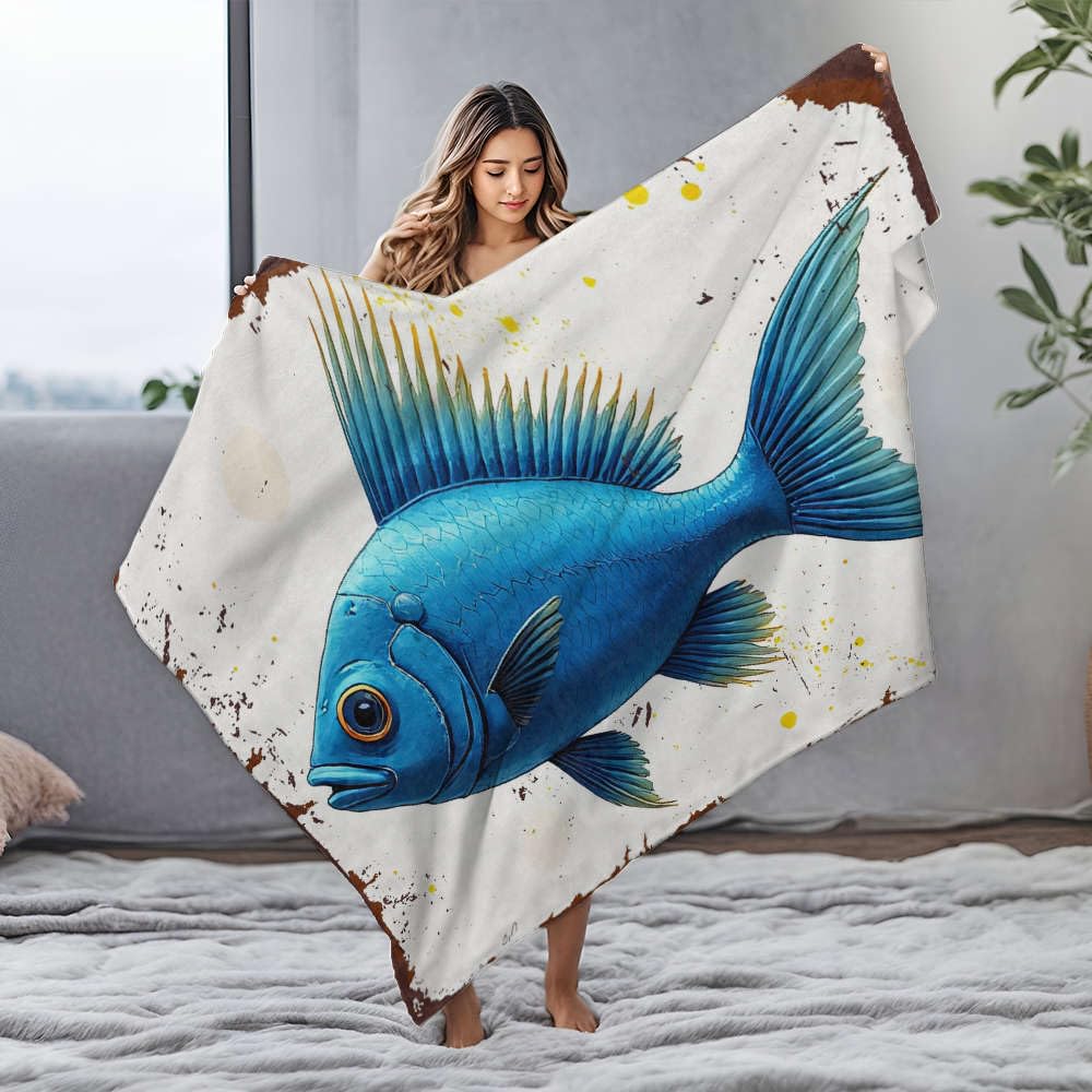 Couverture lit poisson bleu douce pour calmer les nuits fraîches