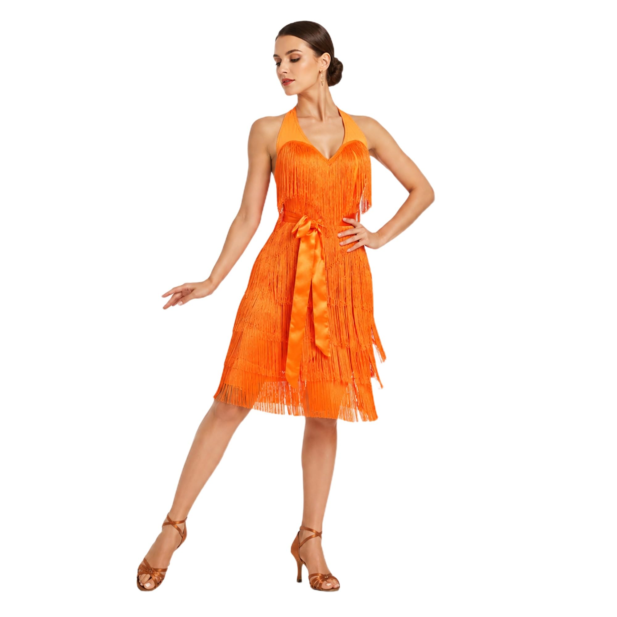 Damski Kostium Halter Z Frędzlami I Frędzlami Do Tańca Latynoamerykańskiego Salsa Tango Ballroom Performance