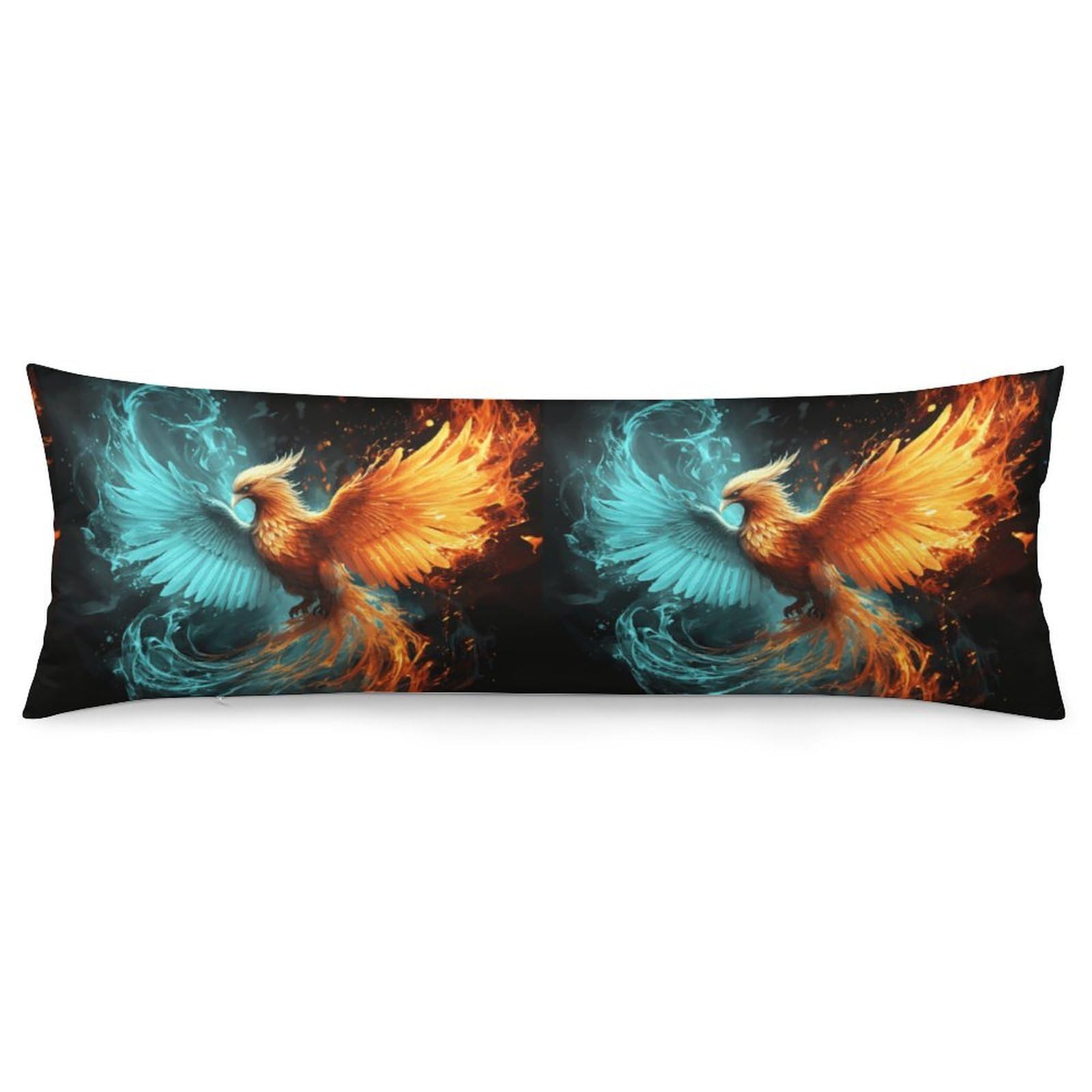 2 Pack Pillow Cases for Hair and Skin, Soft Breathable Pillow Case Covers with Hidden Zipper, Fire and Water Phoenix Pillowcase 20"x54" Pillow Covers for Sleeping Gift