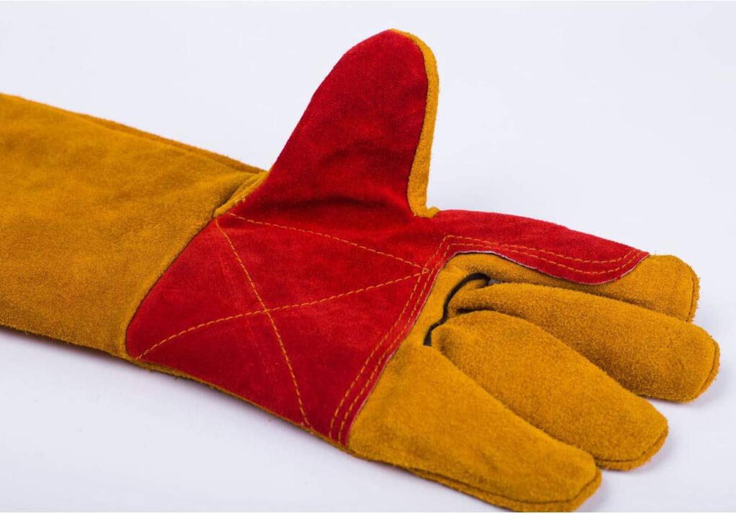 Guantes de soldadura de cuero resistentes al calor y al fuego con guantes de manga extra larga para barbacoa, horno, parrilla, chimenea, Tig, Mig, hornear, horno, estufa, soporte para ollas, guantes