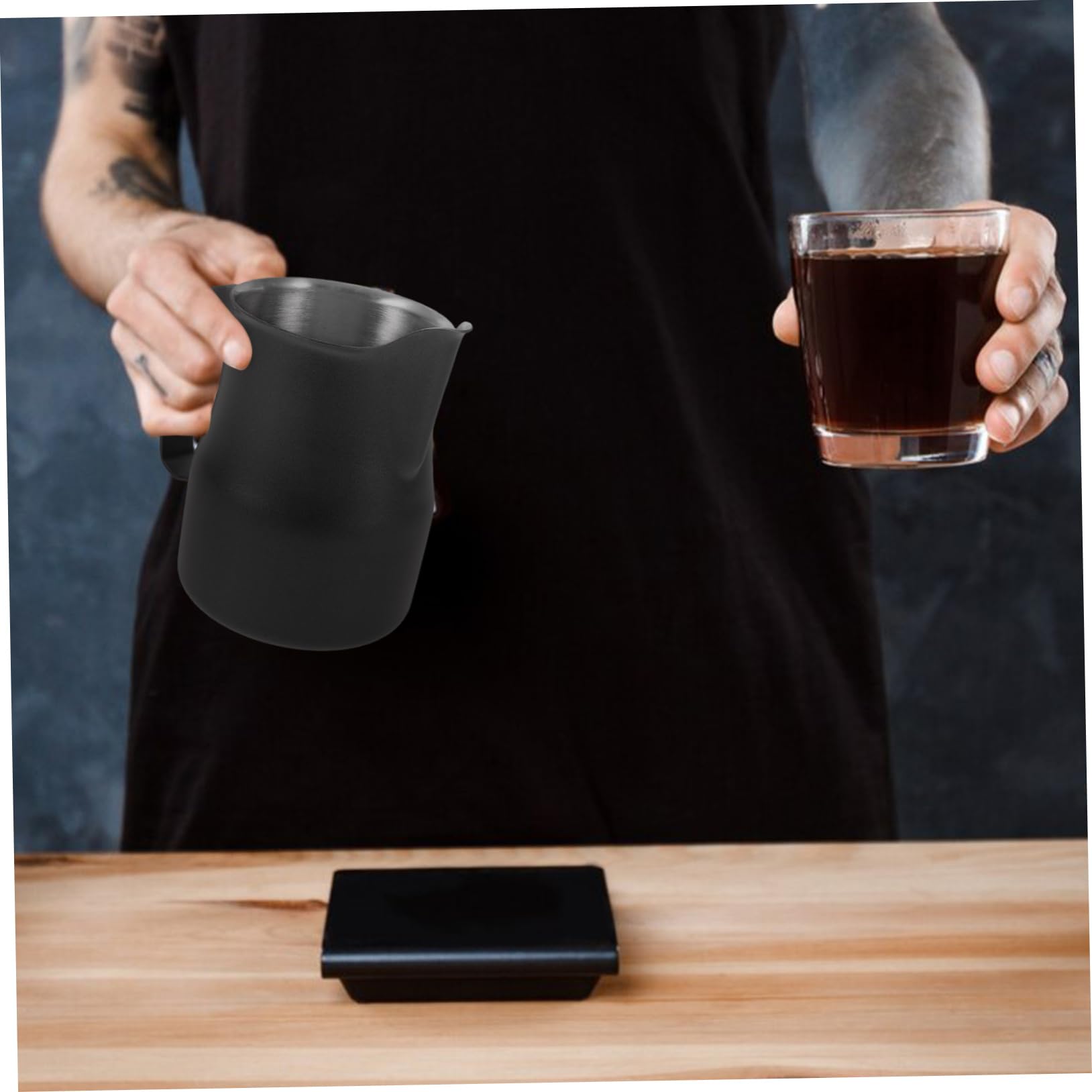 Uonlytech 3piezas Cafetera De Acero Inoxidable Para Espumar Leche Jarra De Café Diseño Elegante Capacidad Para Preparar Lattes y Cappuccinos Casa