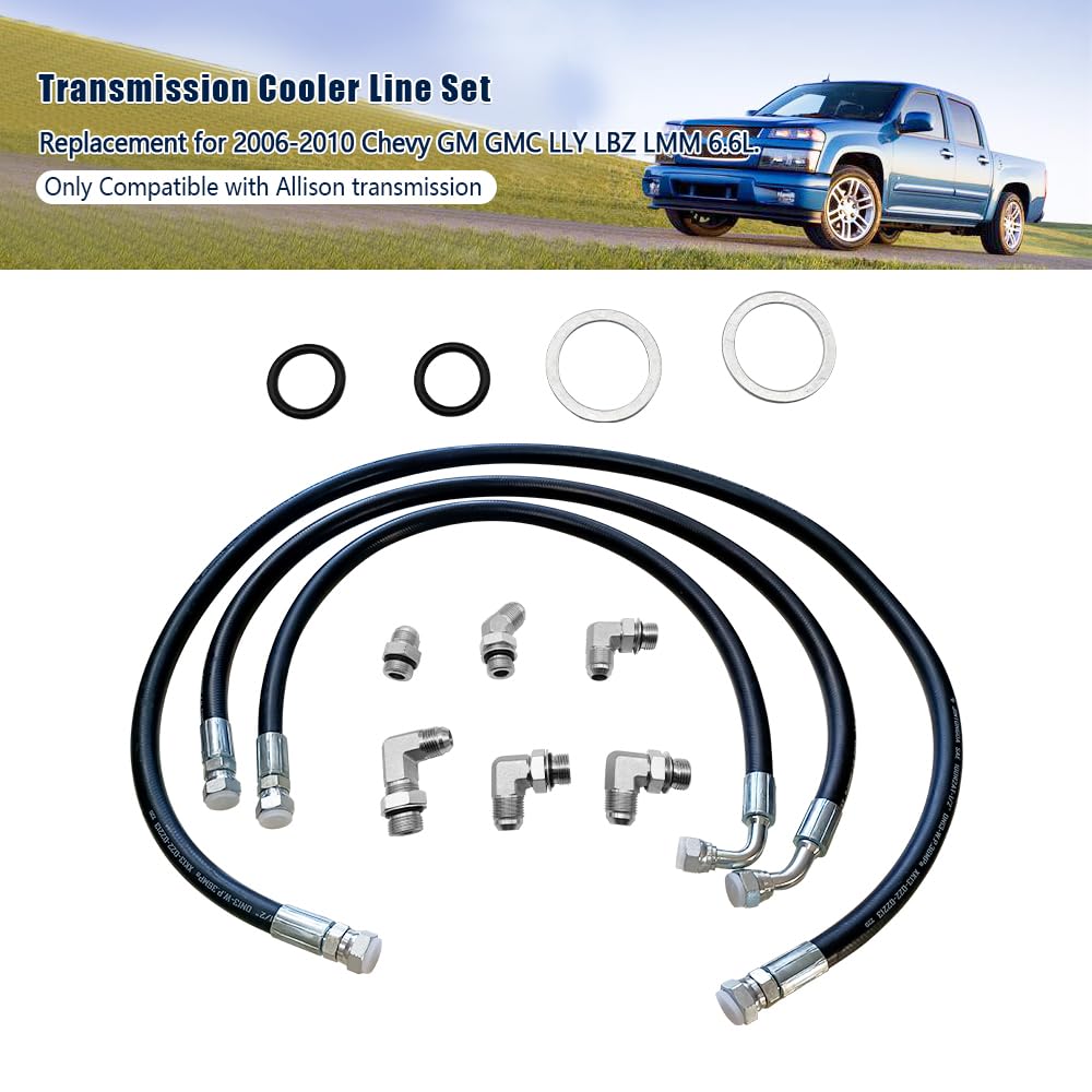 10AN Braided Transmission Cooler Lines Kit For 2006-2010 Chevy/GMC Duramax 6.6L With Allison Transmission