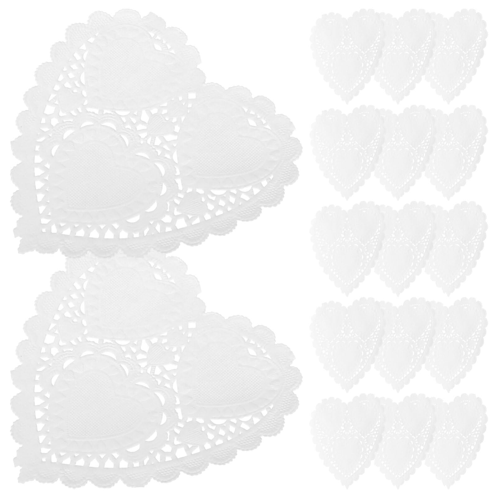 Holibanna Brown Paper Doilies Heart-shape Coasters 300pcs Set Ideal for Wedding Party Dessert Decorations