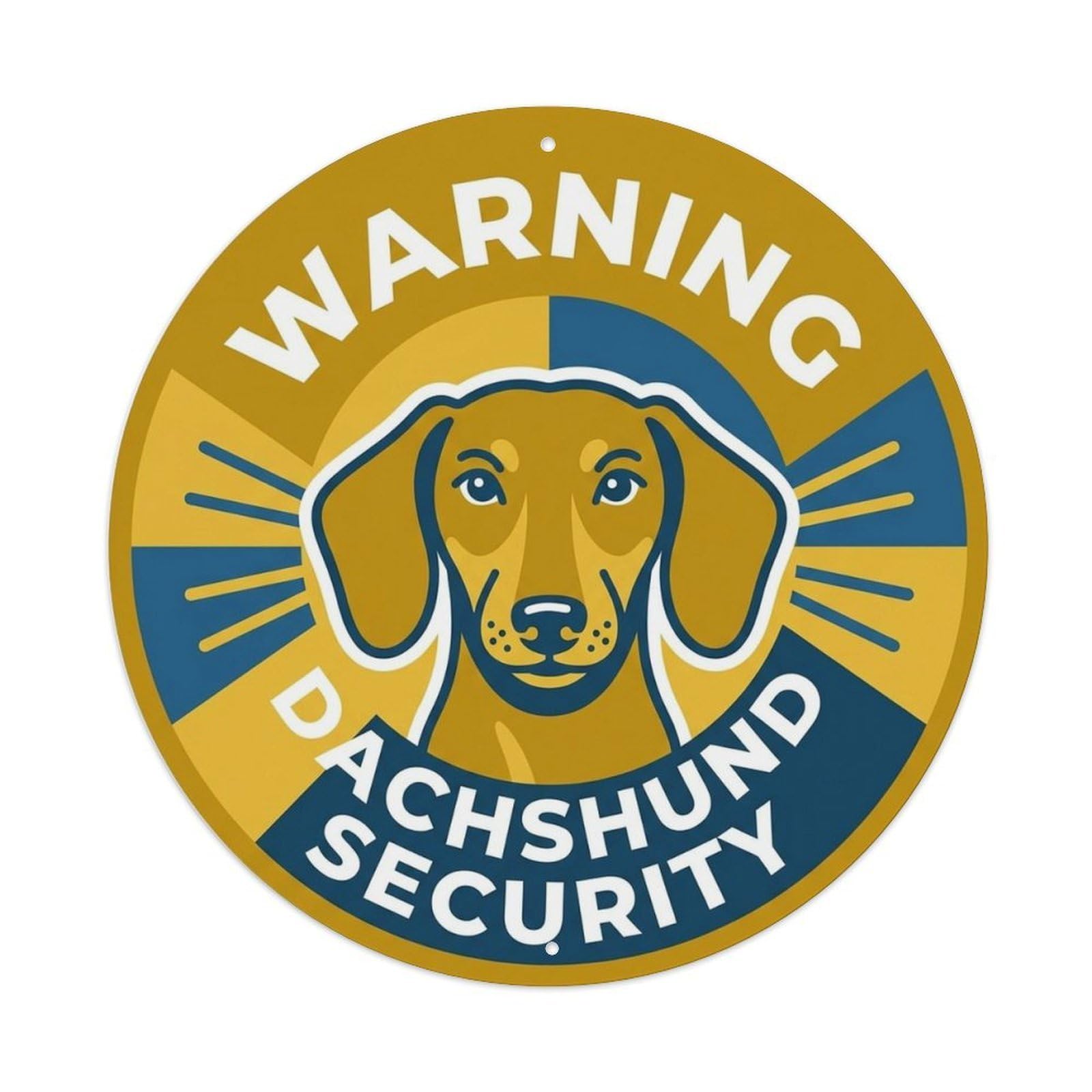Dachshund Security Warning Vintage Orange Metal Tin Sign