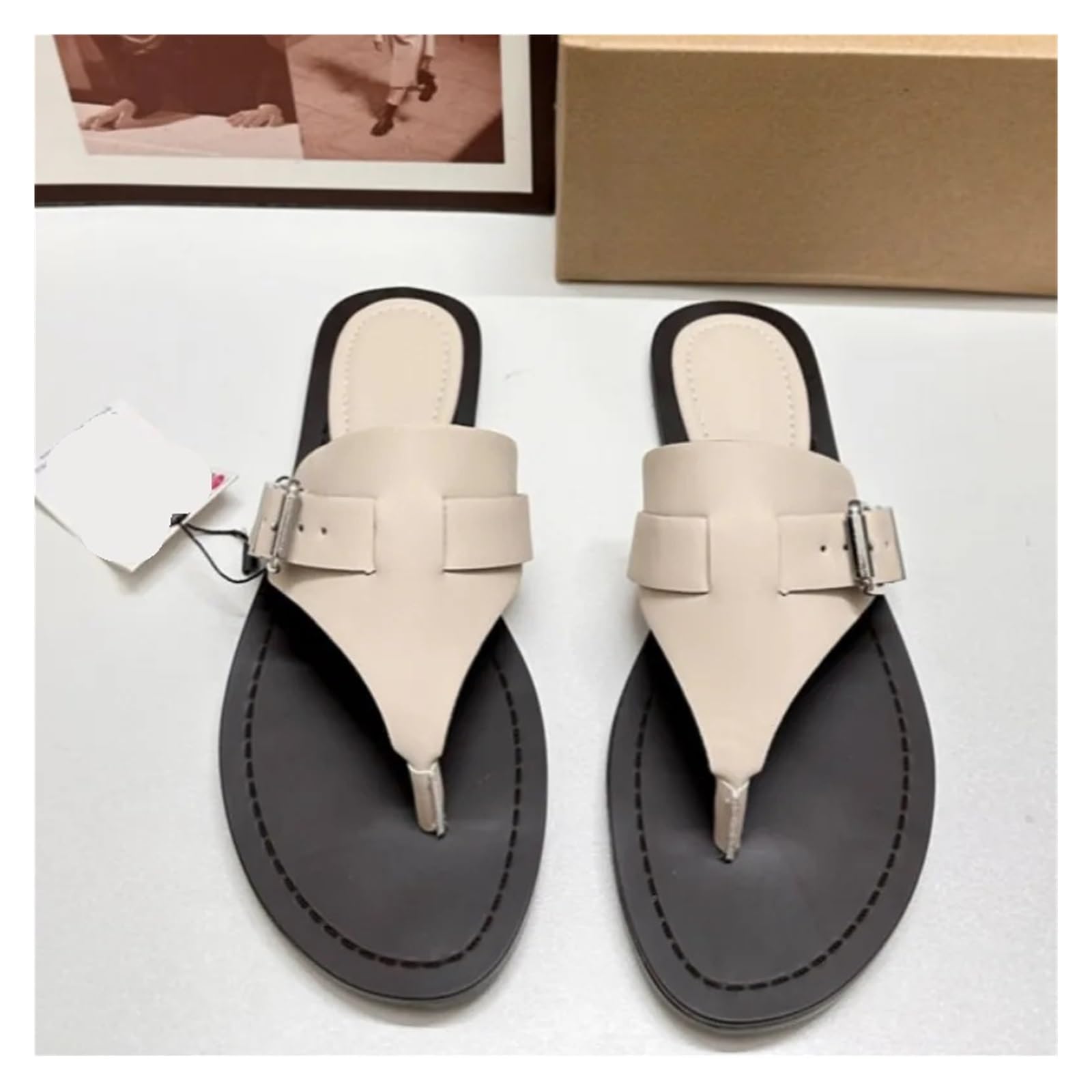 Chanclas Mujer Chanclas Planas for Mujer, Zapatos de Playa con cinturón y Hebilla Lujo for Verano, Suela Antideslizante, Zapatillas Ocio Transpirables for Exteriores | 42