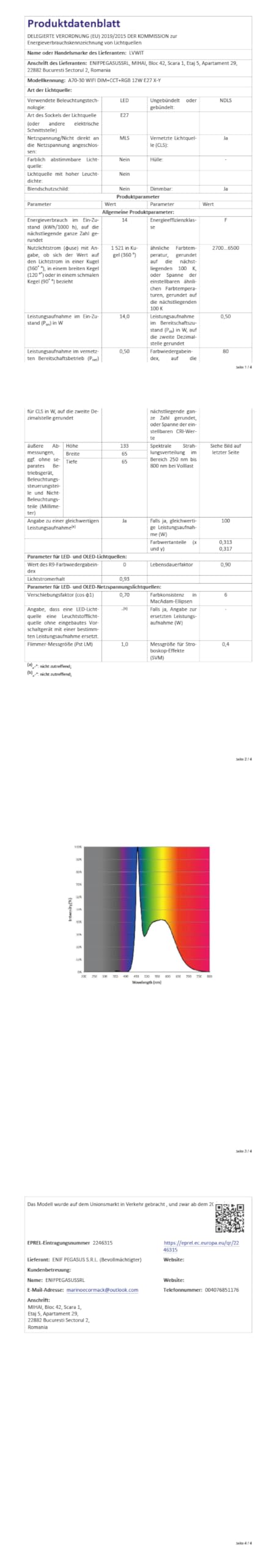 Smart Wifi Led Birne Geführte Birne 12W RGB A70 Bunte Fernsteuerungslampe Bluetooth Glühbirne E27 1521LM via App Dimmbar, kompatibel mit Google Assistant und Amazon alexa Echo und Echo Dot, 2pack