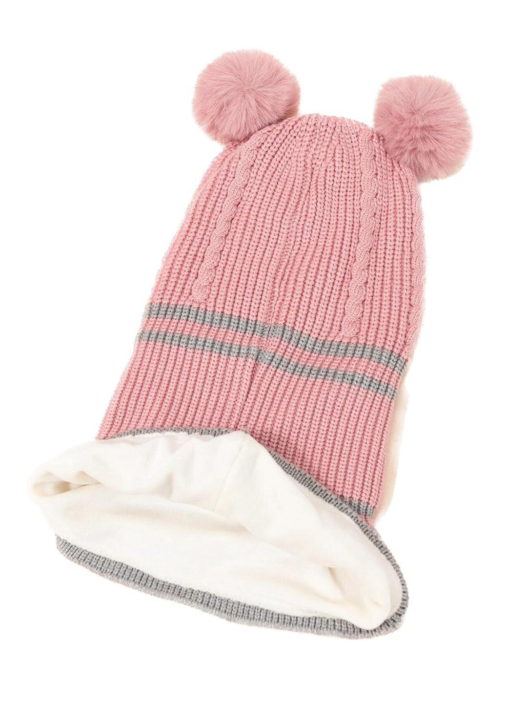 EL REGALO Kids Self Design Wool Balaclava Pink - Image 3 thumbnail