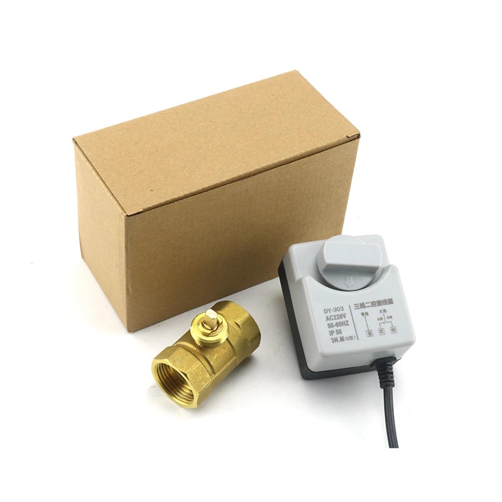 Mosiężny zawór kulowy z napędem, 2-drożny, trzy przewody, dwa sterowanie, AC220V DN15 DN20 DN25, 1/2 "3/4" 1", siłownik elektryczny z przełącznikiem ręcznym (1 cale)
