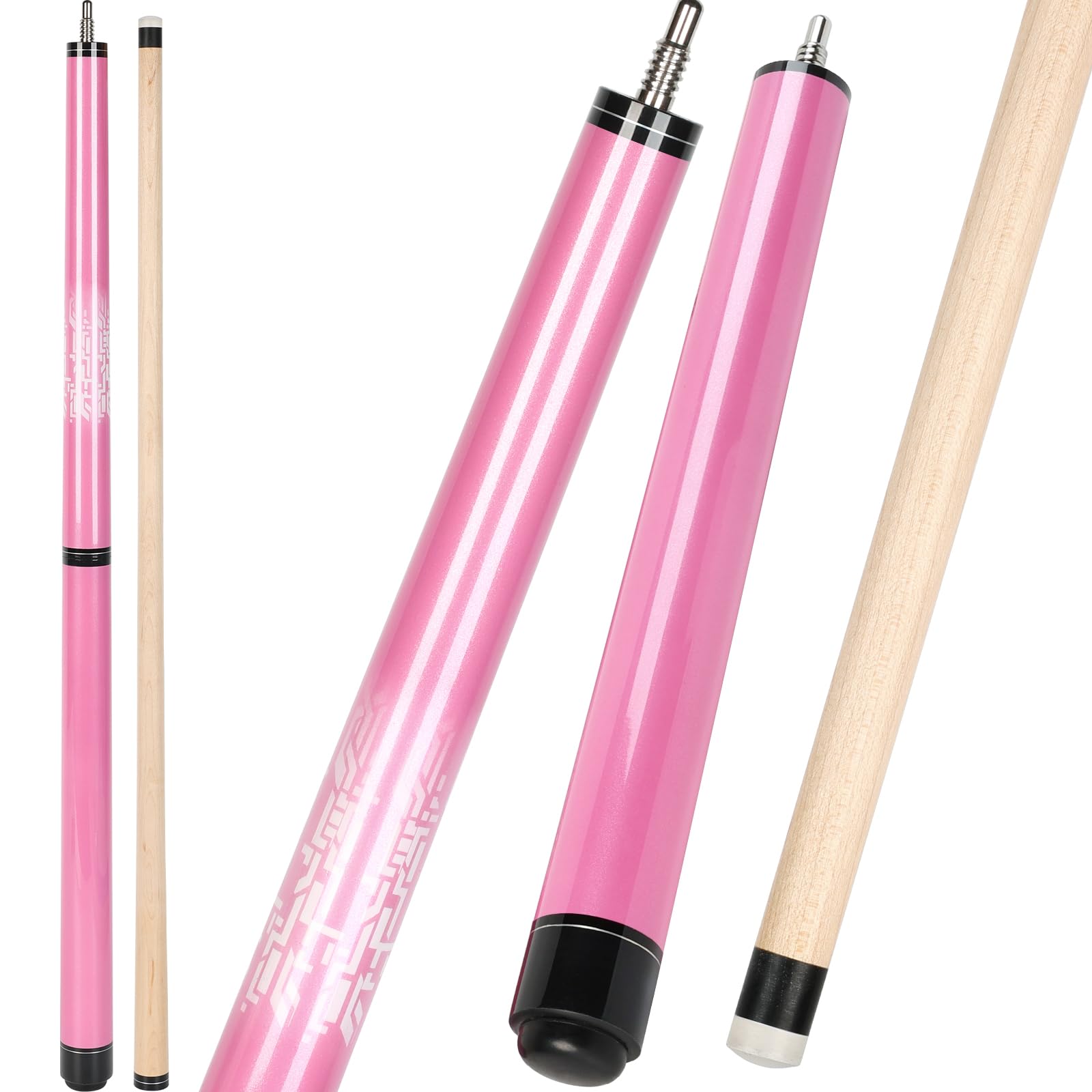 AKLOT Pool Queue, Schwerer Sprungbruch Pause Billard Queue 1 Stück Pool Stick 14mm Bakelite Tip für Explosive Breaks und Mühelose Sprünge 23/25 oz Rosa/Orange