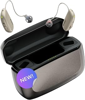 Jabra Enhance Select 700 OTC Hearing Aids: Smallest Rechargeable RIE, Bluetooth LE Audio, Auto Focus, Licensed Audiology - Sand
