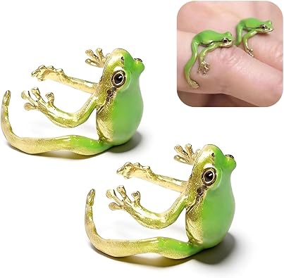 Roe Dolph Frog Ring Green Ring Kawaii Animal Rings for Women Cute Frog Gifts Stuff Summer Beach Jewelry for Women Trendy 2026