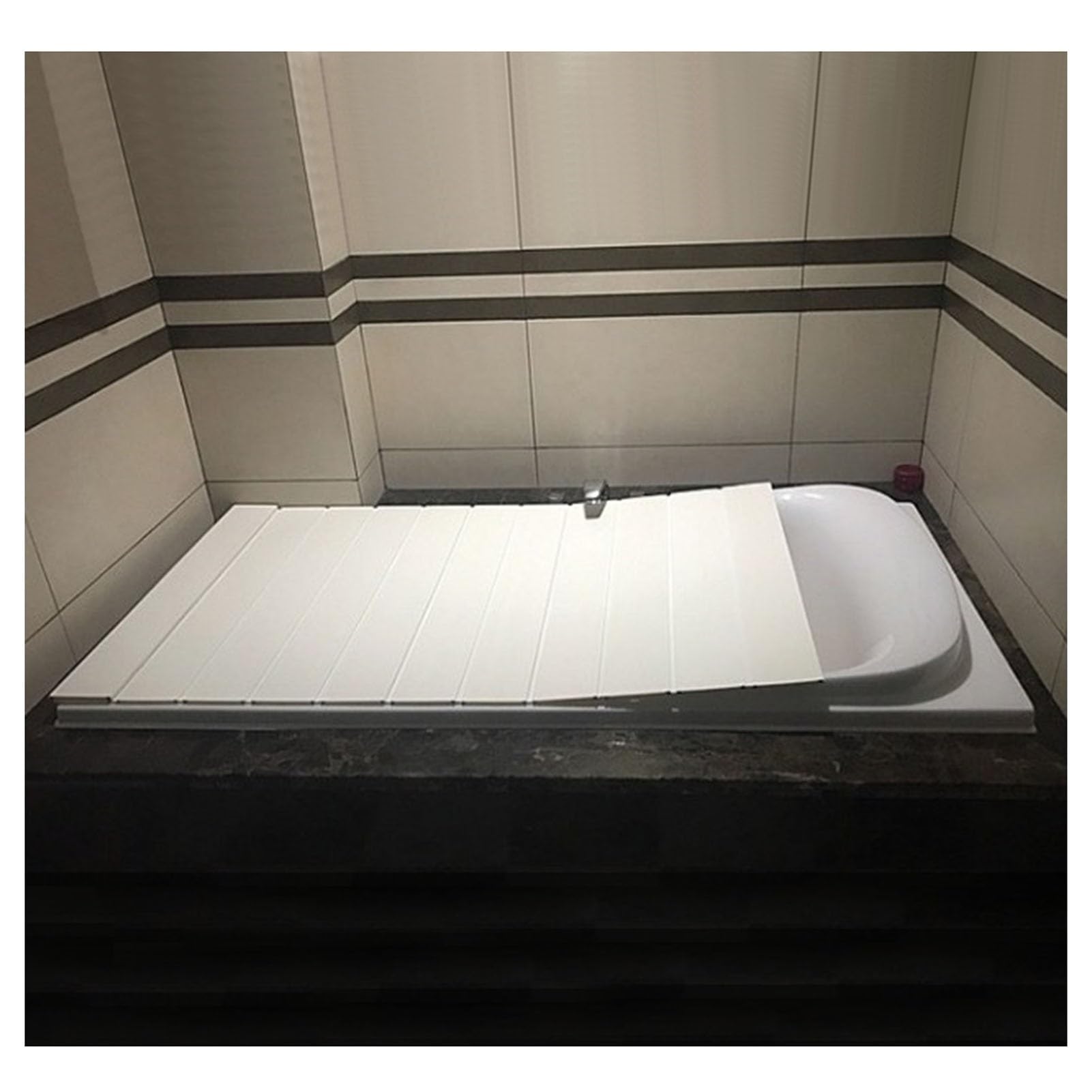 ZFUCMAYL Shutter Bathtub Cover,Foldable Bathtub Tray,White Bathtub Lid,PVC Plastic Board Suitable for SPA Bathroom and Bathhouse(70.86x27.55x0.23 Inches) (Size : 105x70x0.6cm)