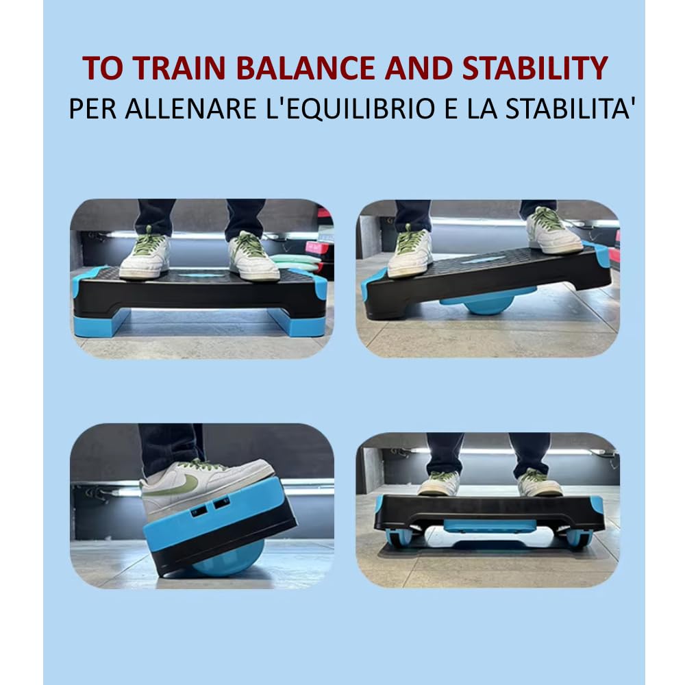 Fitness Step Multifunzione Regolabile in Altezza con Corde per Allenare l'Equilibrio Pedana Aerobica