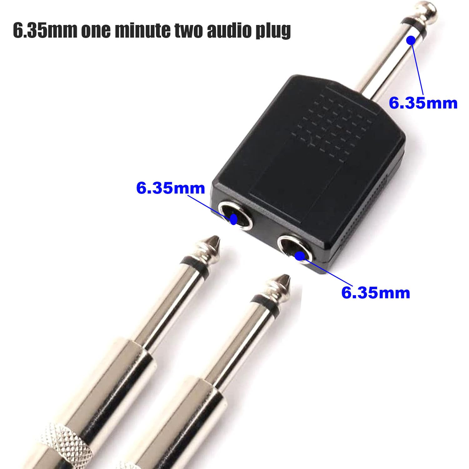 RUNCCI-YUN Adapter rozdzielacza Mono 6,35 mm TS męski 1/4" żeński - gniazdo audio dla urządzeń TS