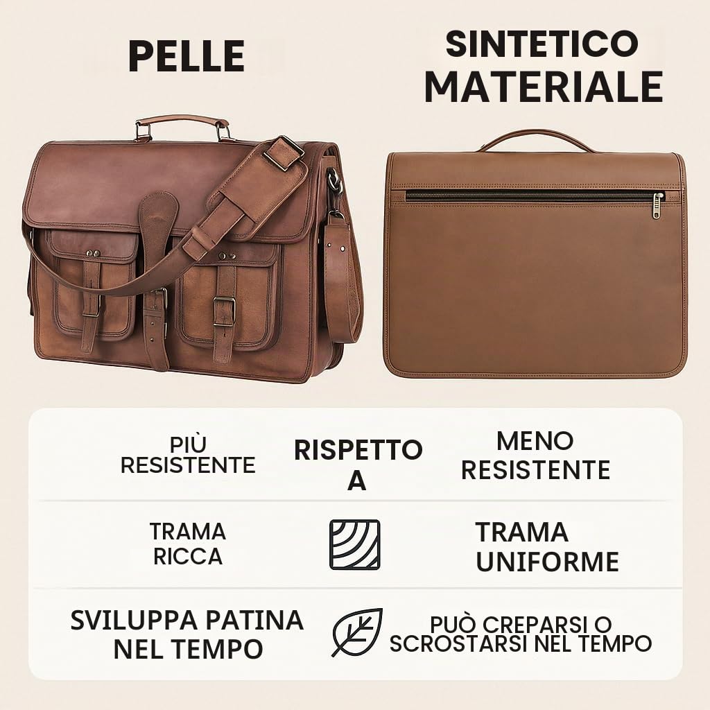 KPL - Valigetta in pelle per computer portatile, 18 pollici, fatta a mano, borsa a tracolla