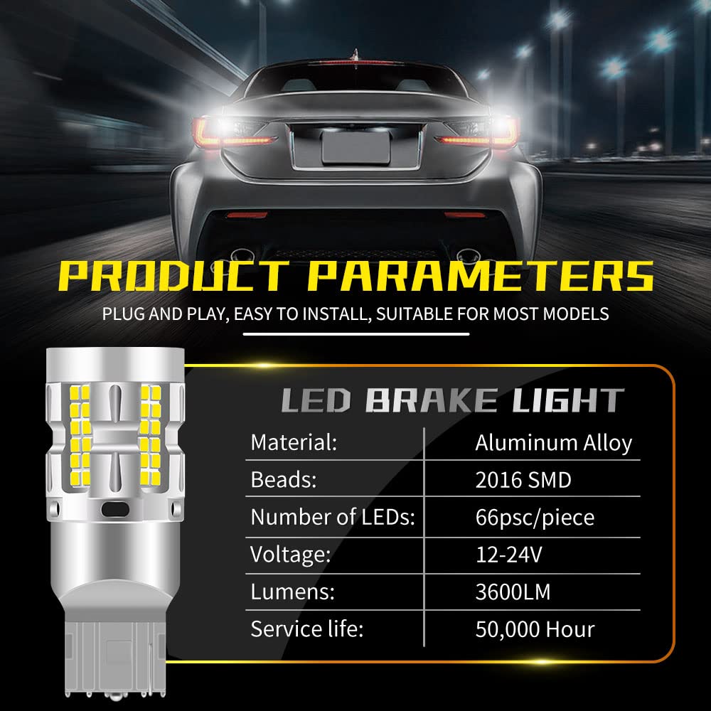 AutoSwan 4X Coche T20 7440 W21W LED Canbus Luces de Marcha Atrás W21/5W 7443 Bombilla LED Luces de Señal de de Freno 6500K Lámpara Trasera Superbrillante AutoSwan 4X Coche T20 7440 W21W LED Canbus Luces de Marcha Atrás W21/5W 7443 Bombilla LED Luces de Señal de de Freno 6500K Lámpara Trasera Superbrillante