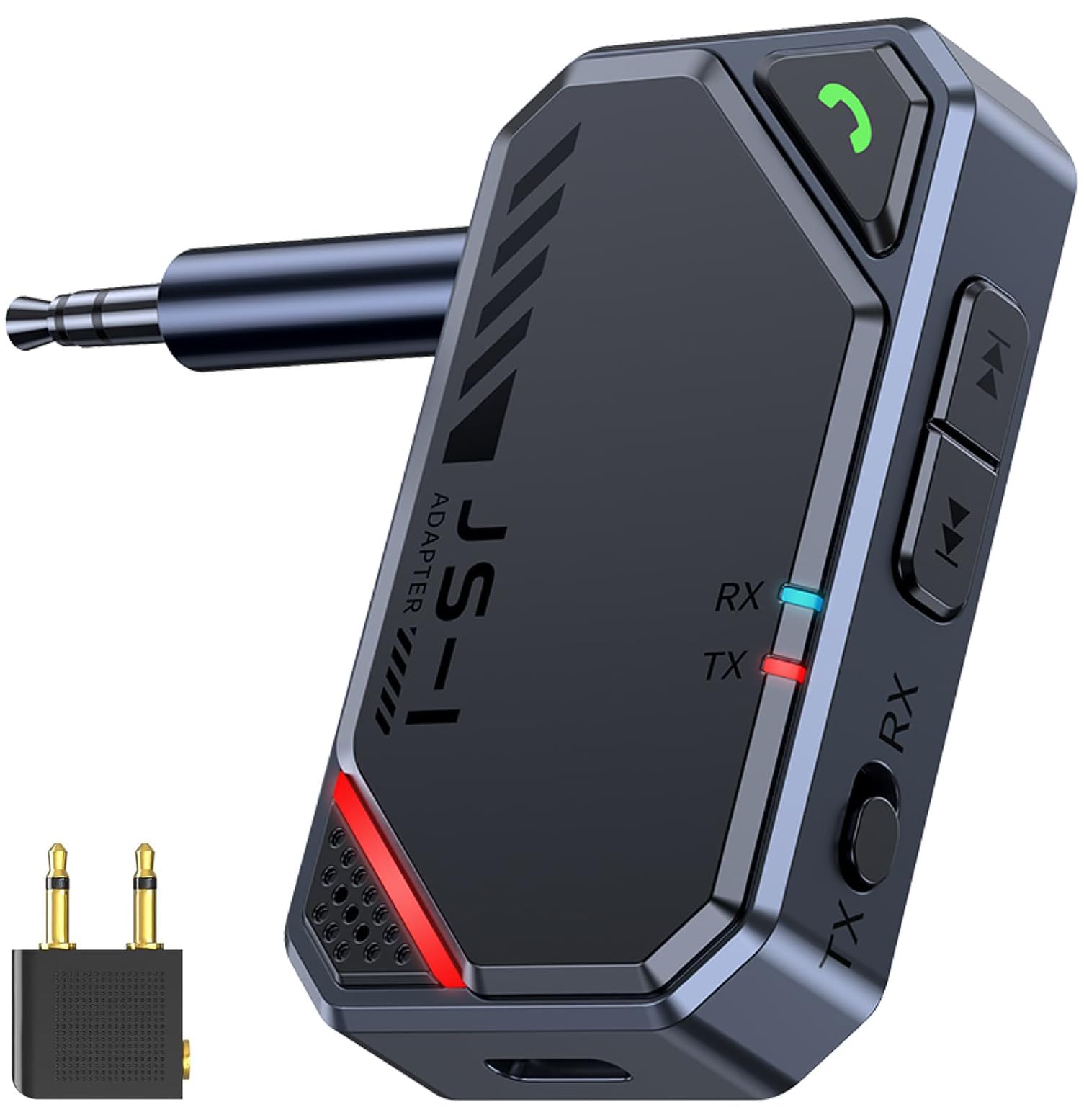 Bluetooth 5.4 トランスミッター - YaizK トランスミッター bluetooth テレビ 17時間再生 一台二役 Aux ブルートゥース トランスミッター&レシーバー (受信機 + 送信機) 3.5mmイヤホンジャック搭載 小型 充電しながら使用可 車載スピーカー/テレビ/ホームステレオなど適用