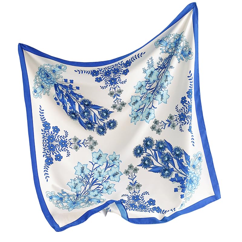 Image of Printed Poly Silken feel Scarf Stole for Women | Stylish, Soft, & Lightweight | Satin Feel Neck Scarf, Hair Scarf, Head Scarf for Women | Square Silk Stole for Handbag