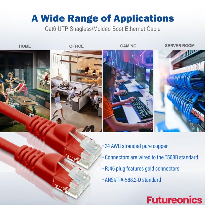 Pack 20 Cable Ethernet Cat 6 Rojo 15.24 m UTP miniatura 7