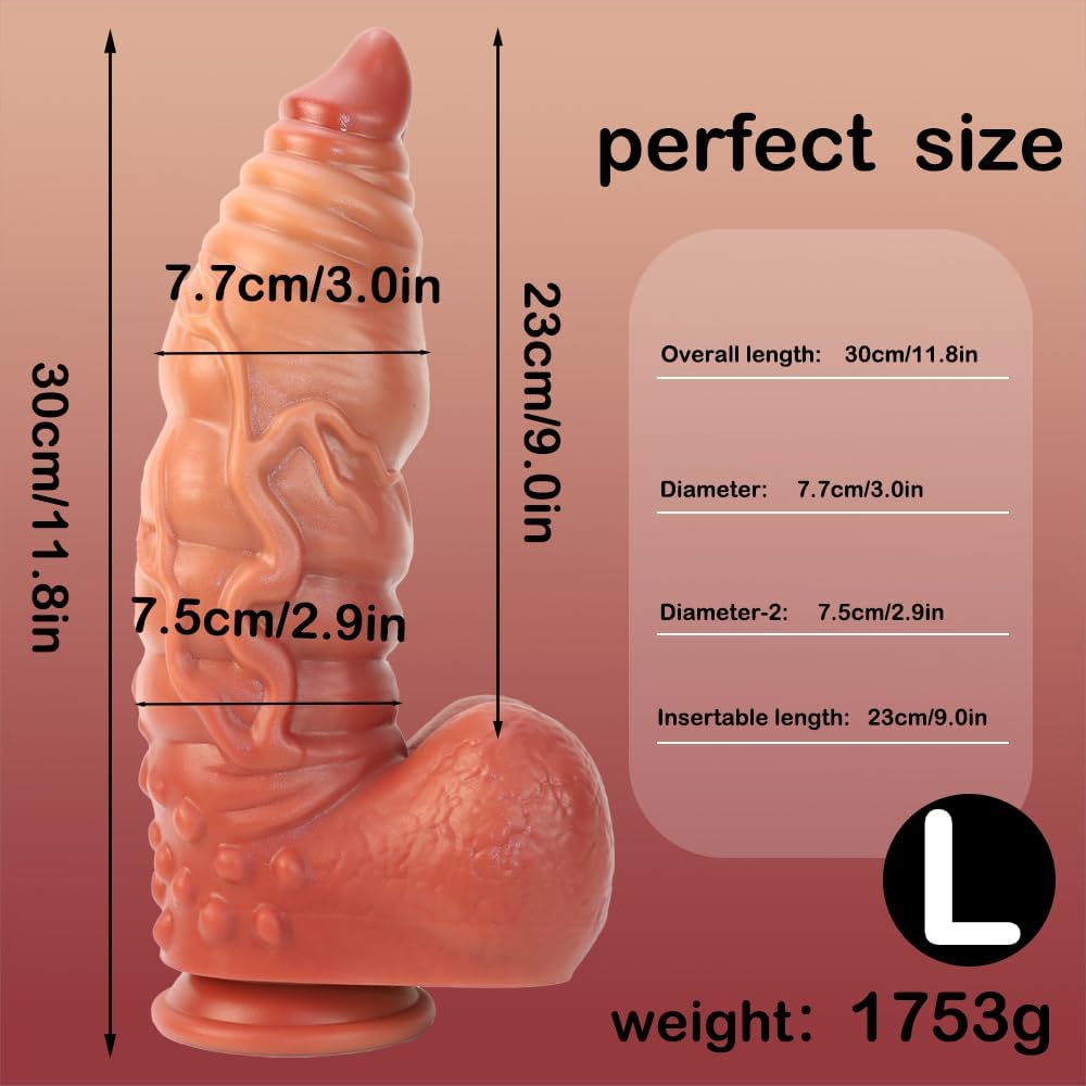 3 Inch Thick Huge Alien Zerg Monster Dildo, 12 Inch XXL Massive Cock Fantasy Animal Dildo with Dual Density Silicone, Giant Butt Plug G-spot Anal Dildo Sex Toy for Men Women Couples