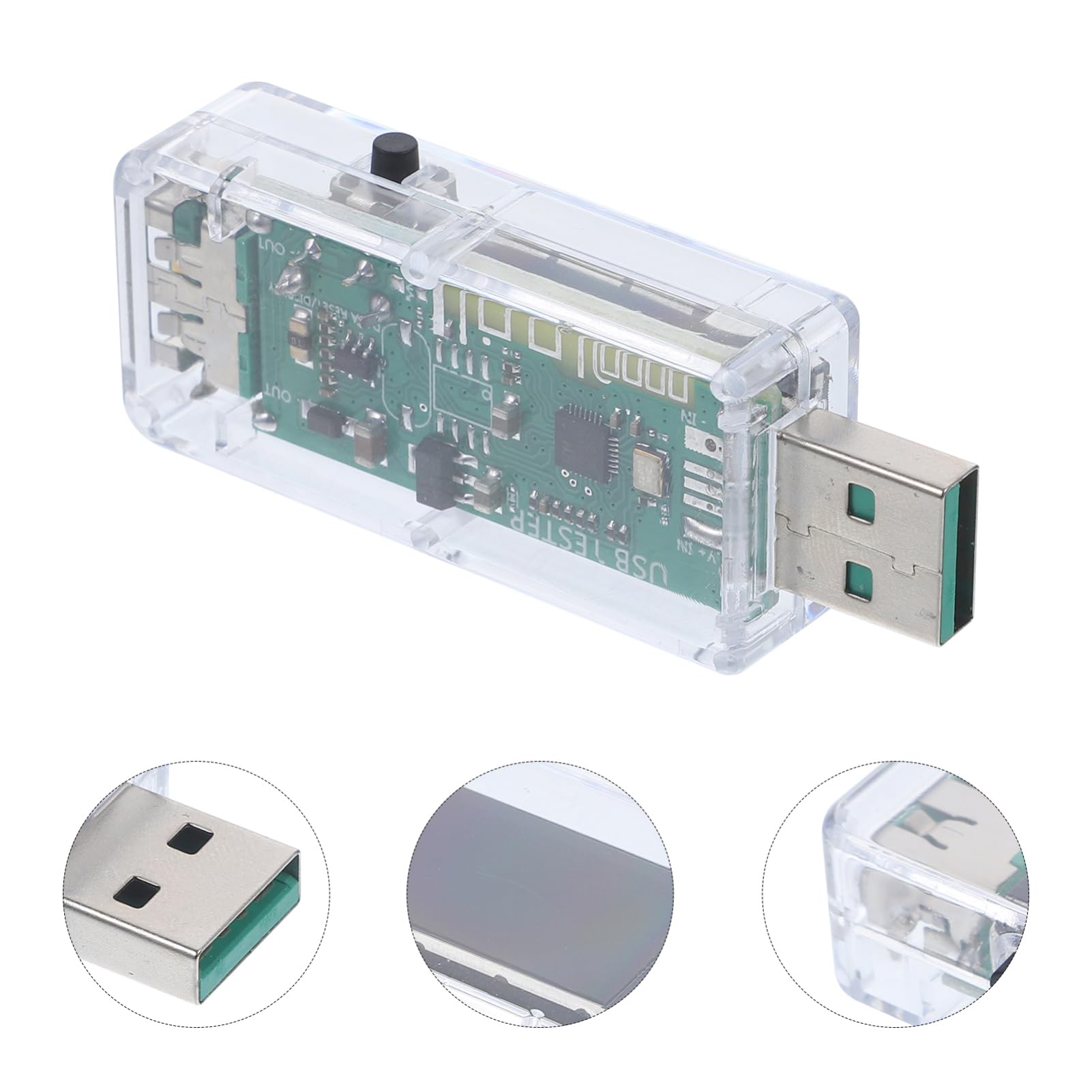 3 Piezas probador USB portátil contador de potencia Detector de voltaje ensayador probador de voltaje eléctrico probador de medidor de potencia USB AbS Transparent