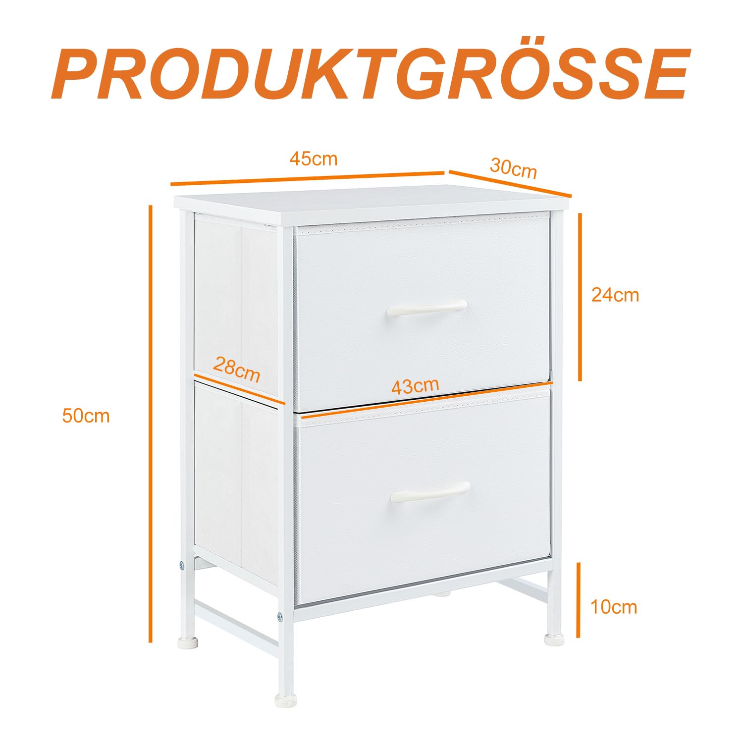 EKNKOZY Nachttisch Kommode 2er Set Mit 2 Stoffschubladen – Platzsparend, Stahlrahmen, 40x30x52 Cm, Für Schlafzimmer & Flur