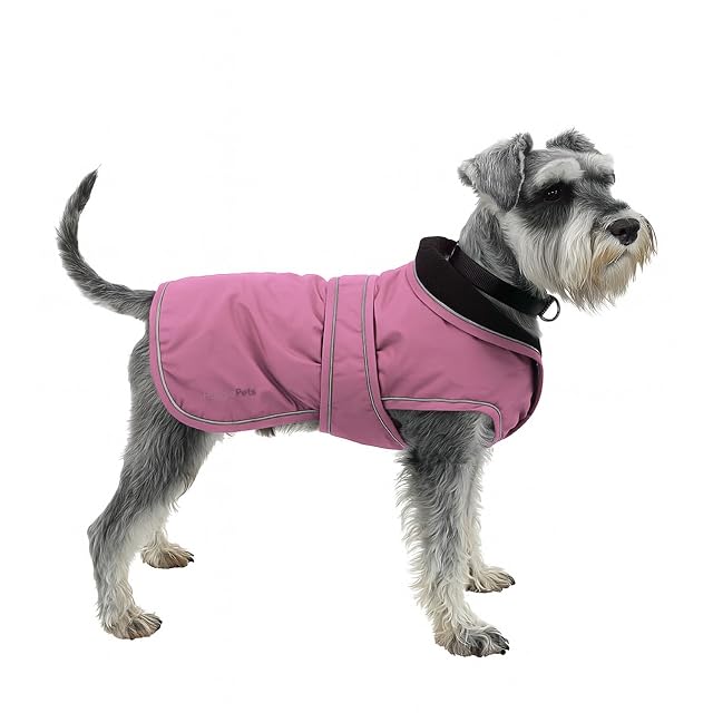 HugglePets Abrigo térmico para perro resistente a la intemperie, tamaño mediano, 40 cm, color rosa