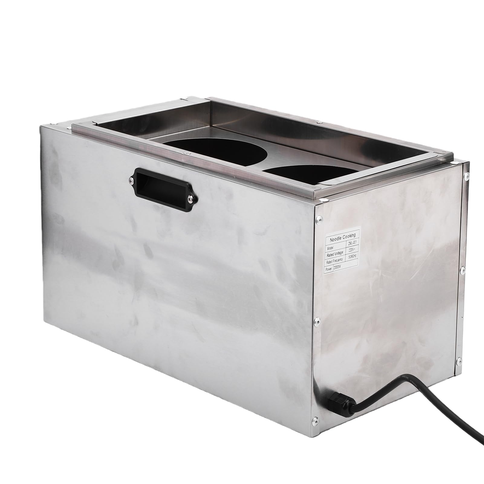 Rengue Cuocipasta Elettrico Professionale 10L Doppio Foro in Acciaio Inossidabile con 2 Colini per Pasta e Controllo della Temperatura per Ravioli da Ristorante Wonton (Spina europea 220 V)
