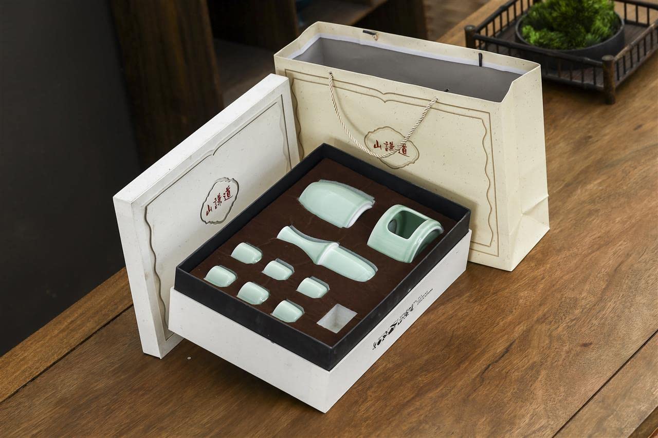 Amazon.co.jp: MIRUIKE 青磁酒セット 酒器付き ギフトボックス包装 9個