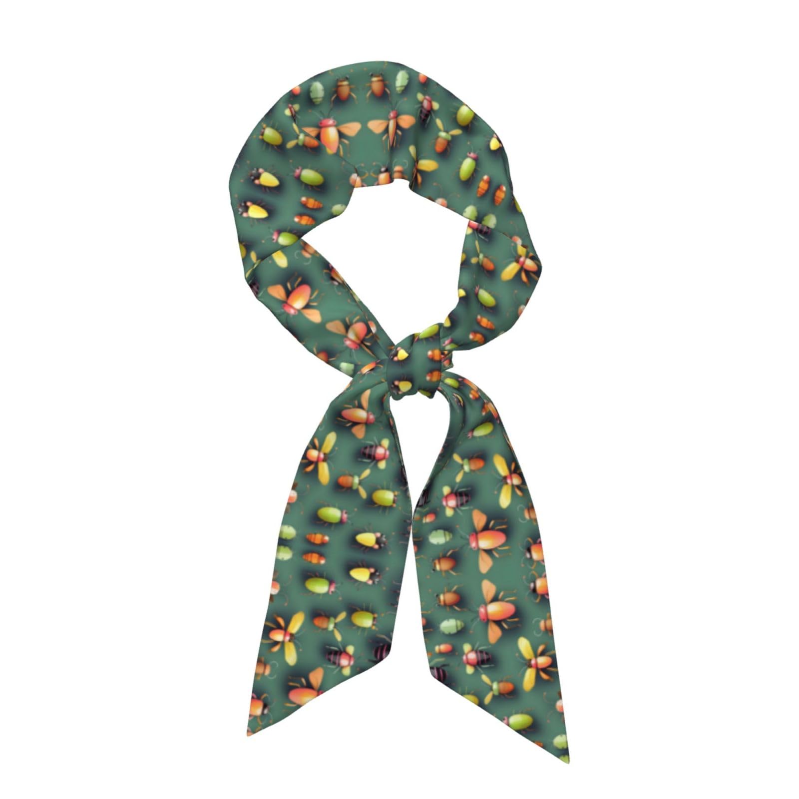 Wssyybf Women's Black Polyester Scarf With Insect Atlas Pattern, 7.9 X 119 Cm