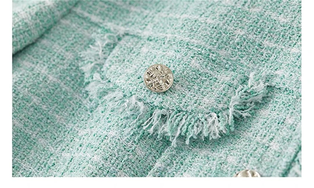 Giacche da donna in tweed testurizzato con nappe cappotto corto a maniche lunghe abbigliamento da esterno EN8 M, EN8, M