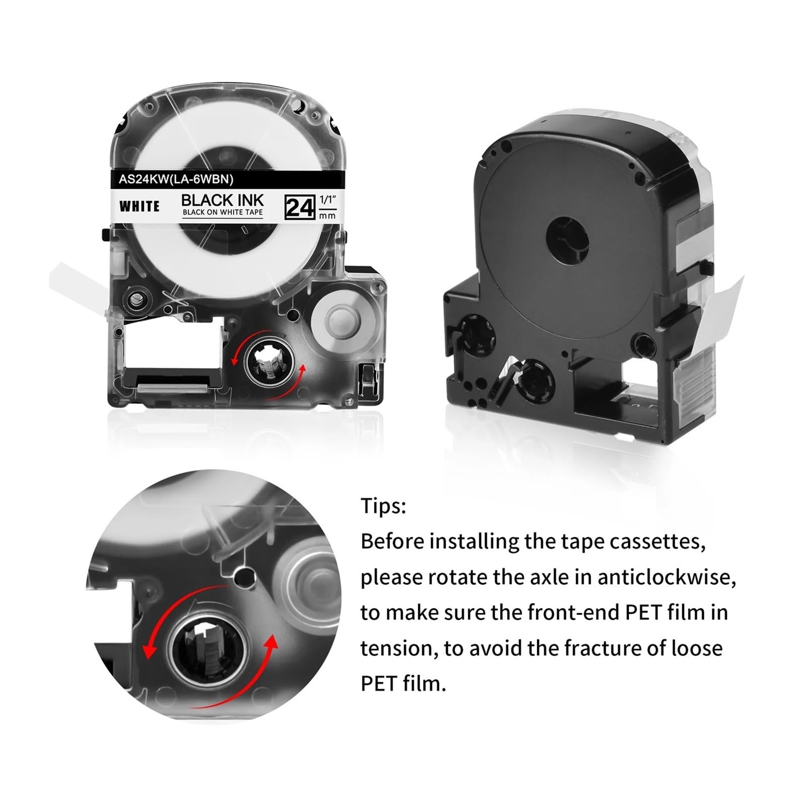 5pcs Nastro For Etichette Da 24 Mm X 8 M Compatibile Con Epson AS24KW