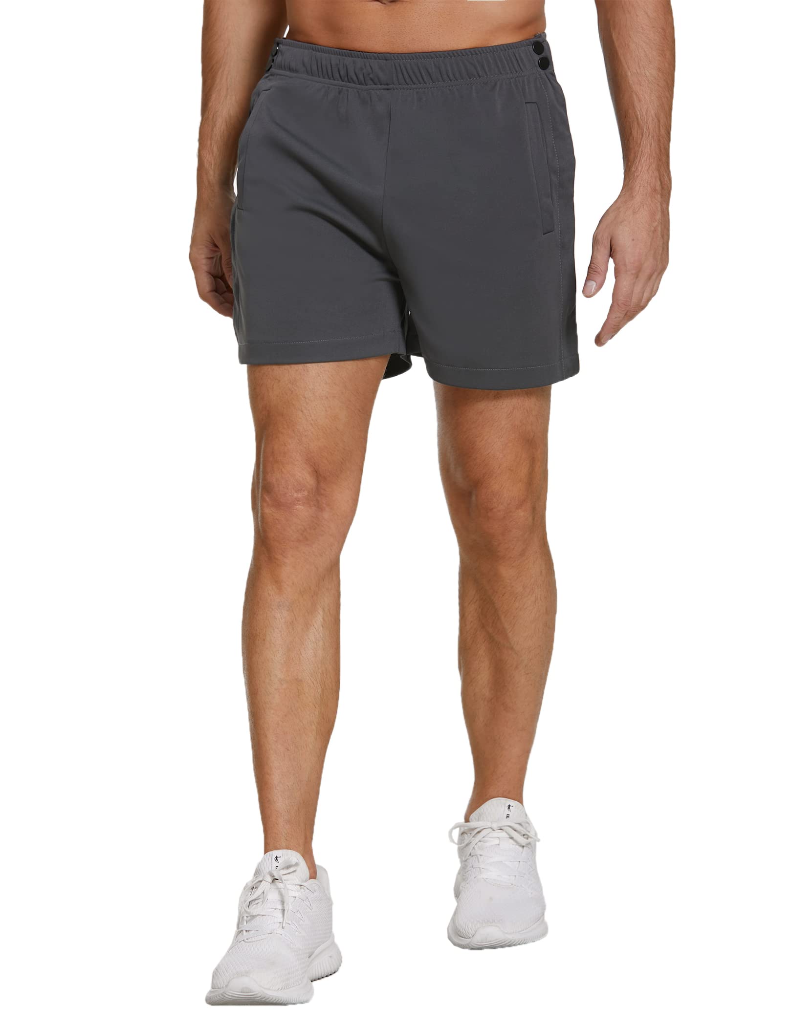 DeyeekMen's Snap Tear Away Shorts Athletic Breakaway Shorts Adaptive Post Hip Knee Surgery Recovery Shorts with Pockets
