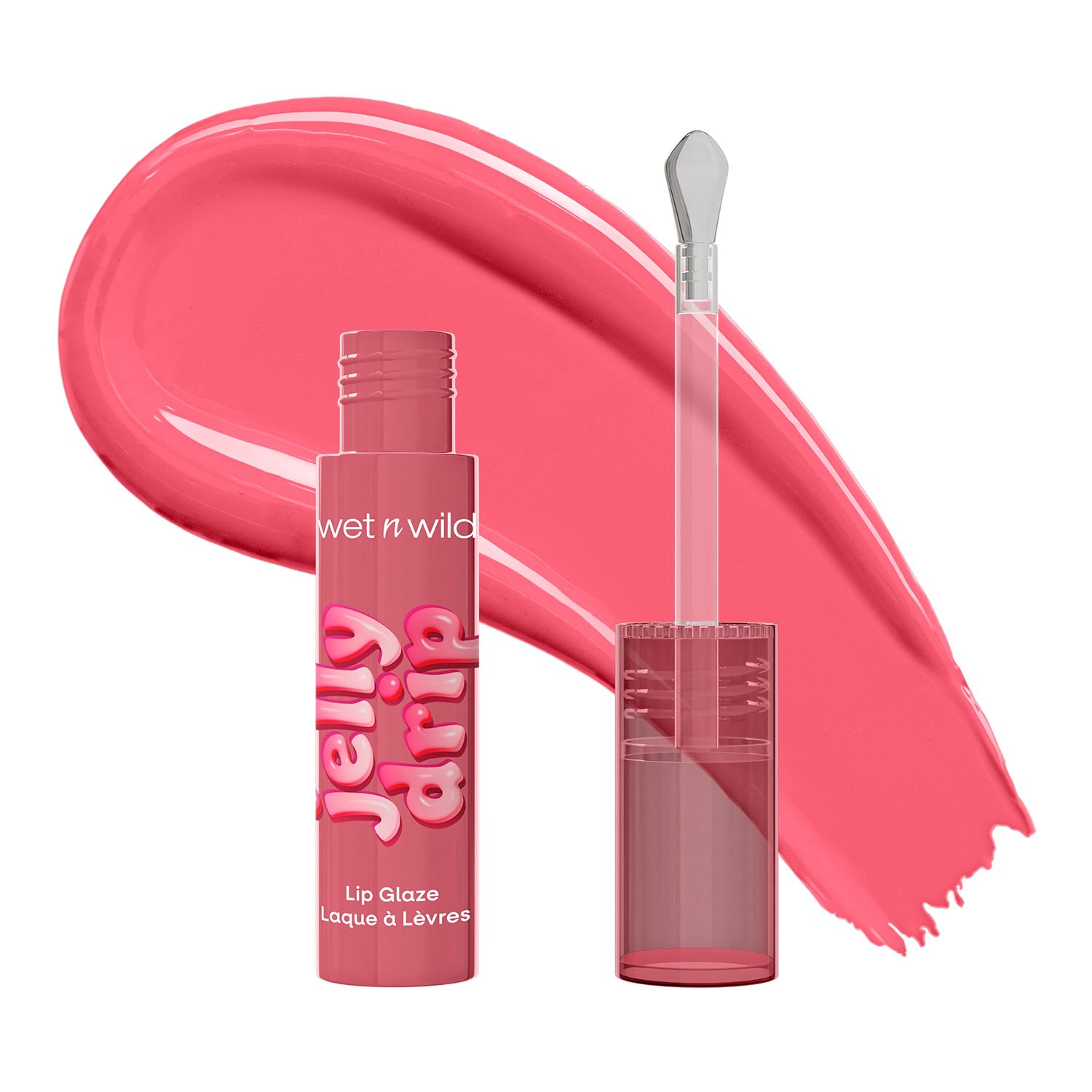 Wet n Wild, Jelly Drip Lip Glaze, High-shine Finish, Metal Applicator, Lightweight, Buildable Colour, Blush Guava