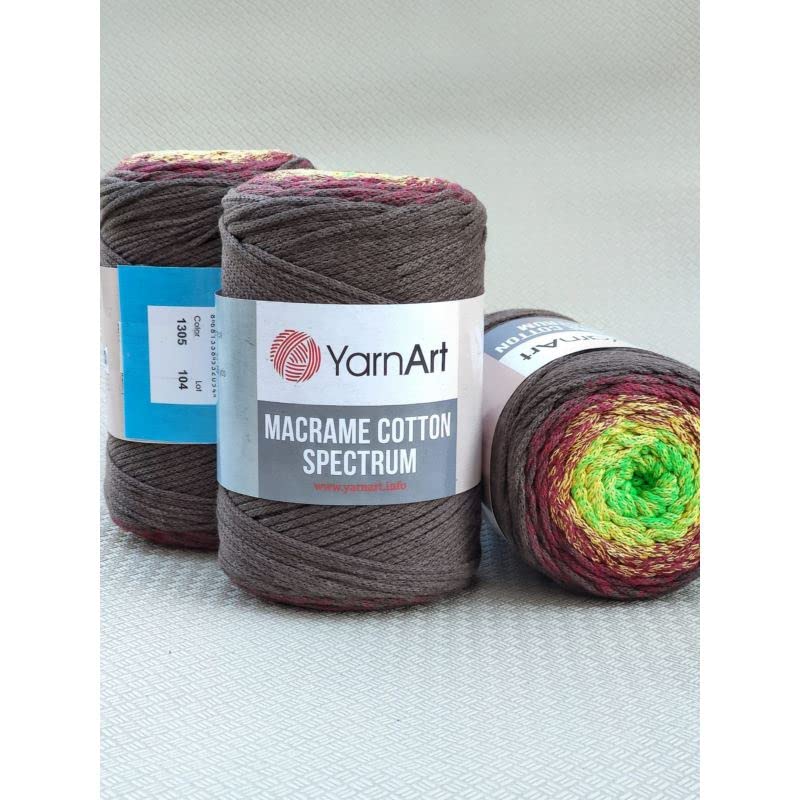 MACRAMEYarn Art Cotton Spectrum Cord Harmonious Colors, Unique Crafts 8.80 Oz, 246.06 Yds 80% Cotton Rope Multicolor , Colorful Yarn Weight Worsted (1305)