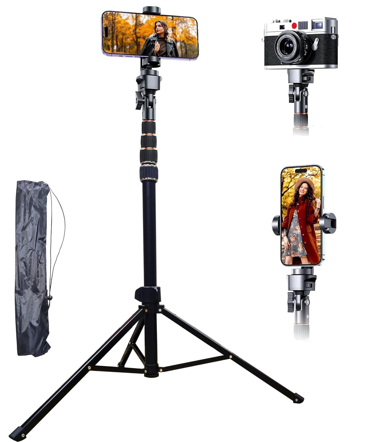 Professional Series Adjustable 7 Foot Strong Metal Tripod Cum Selfie Stick (2 in 1) NP-688 for Cell Phone, Baking, Craft, Calligraphy, Drawing, Online Lesson, Video Recording-image-24