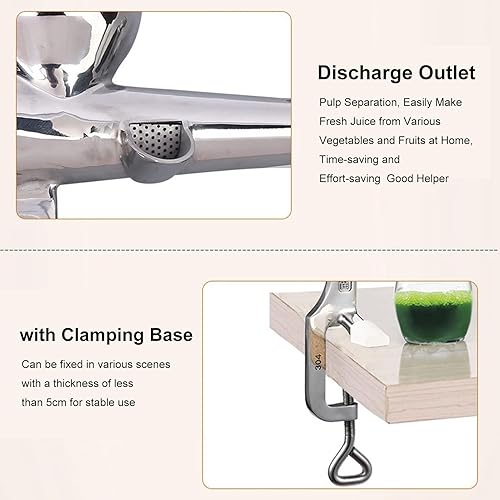 Miniatura 6 de exprimidor manual, exprimidor manual, Manuales de Acero Inoxidable de Hierba de Trigo Exprimidor de Frutas de Mano Verduras Exprimidor para Exprimir