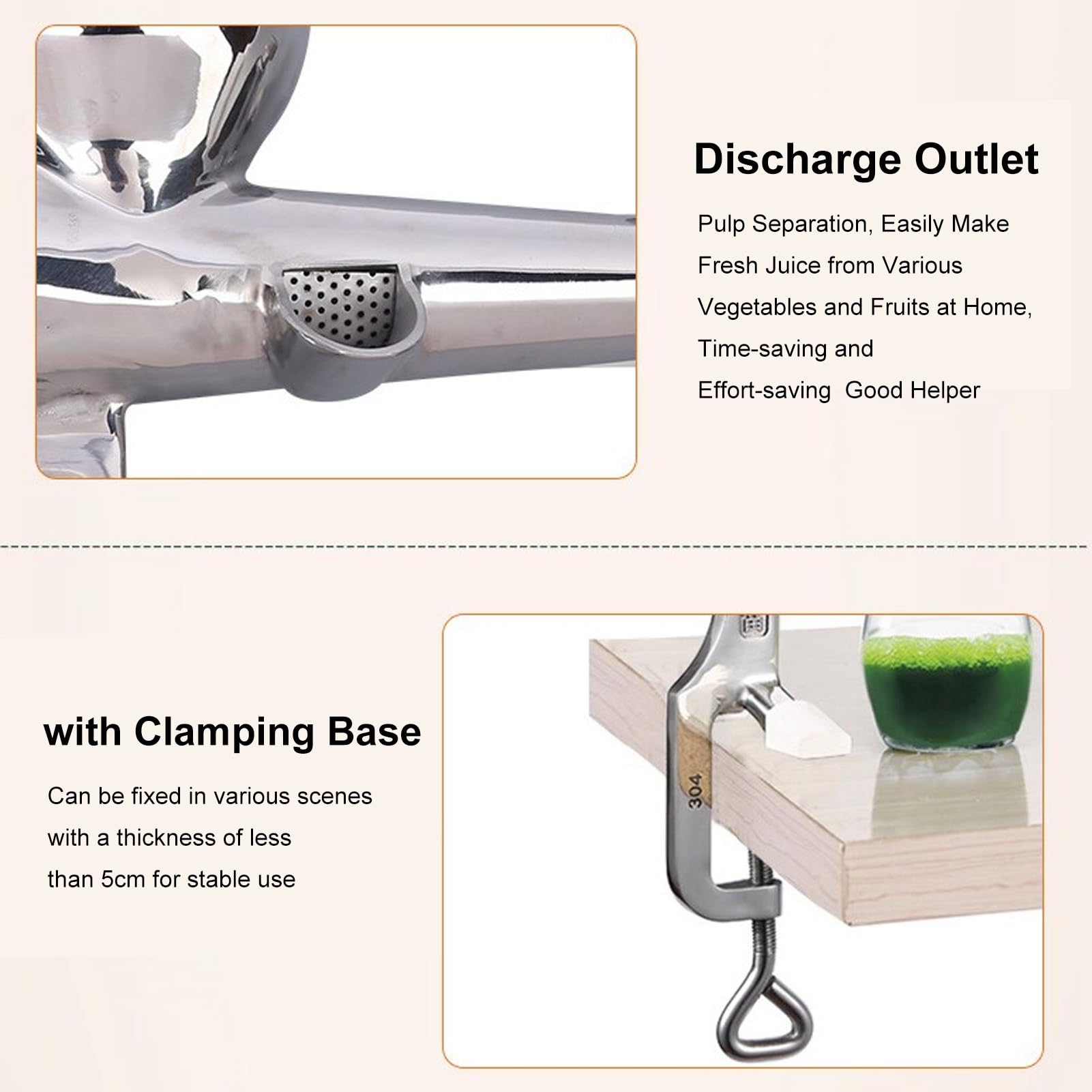 Exprimidor de Pasto de Trigo, Exprimidor Manual de Pasto de Trigo de Acero Inoxidable, Extractor de Frutas, Exprimidor Manual de Verduras para Uva, Apio, Col Rizada, Espinacas y