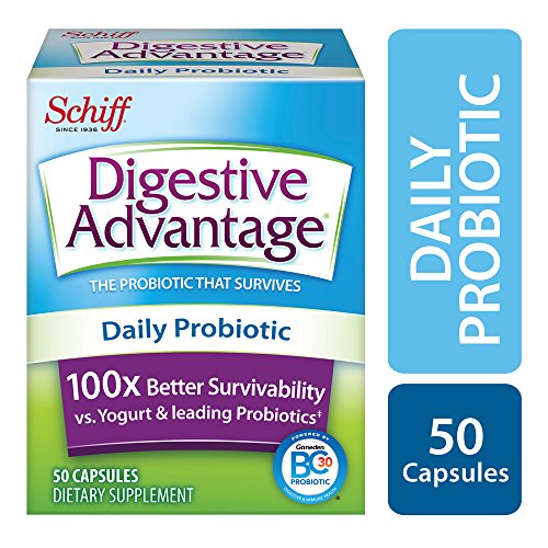 Daily Probiotic Capsule - Digestive Advantage 50 Capsules, Survives 100X Better, Lessens Bloating, Calcium, Promotes Digestive Health And Gut Flora #TOP1